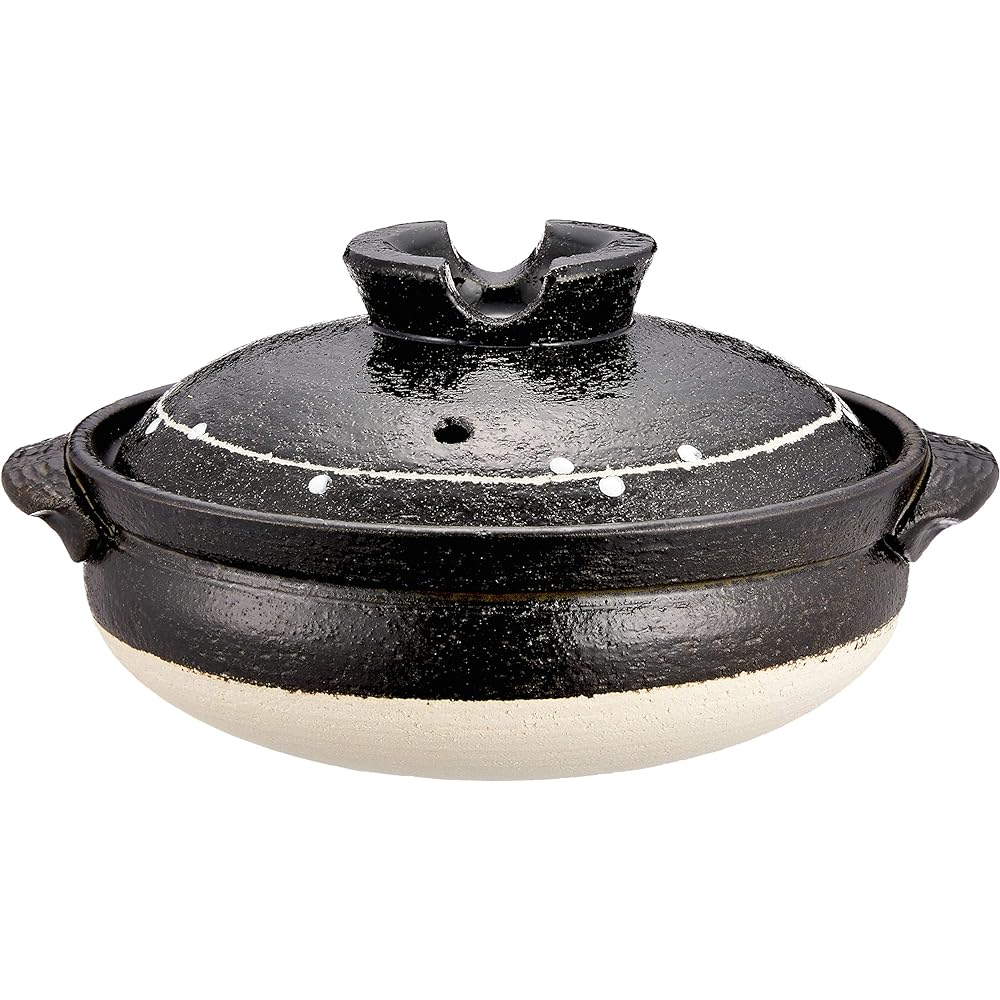Saji Pottery Banko Ware Earthen Pot No. 8 (25cm) For 2-3 People Ichichin Kakiotoshi 32-122 Black