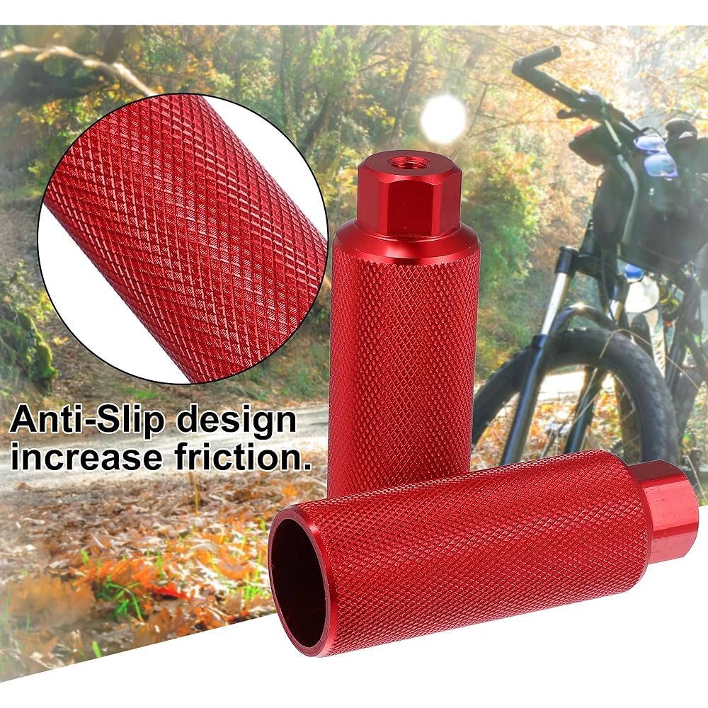 X AUTOHAUX Axle Rear Foot Pegs Foot Rest Aluminum Alloy for BMX MTB Bike Bicycle Fits Axle 9.5mm 110x38mm 2 Pairs