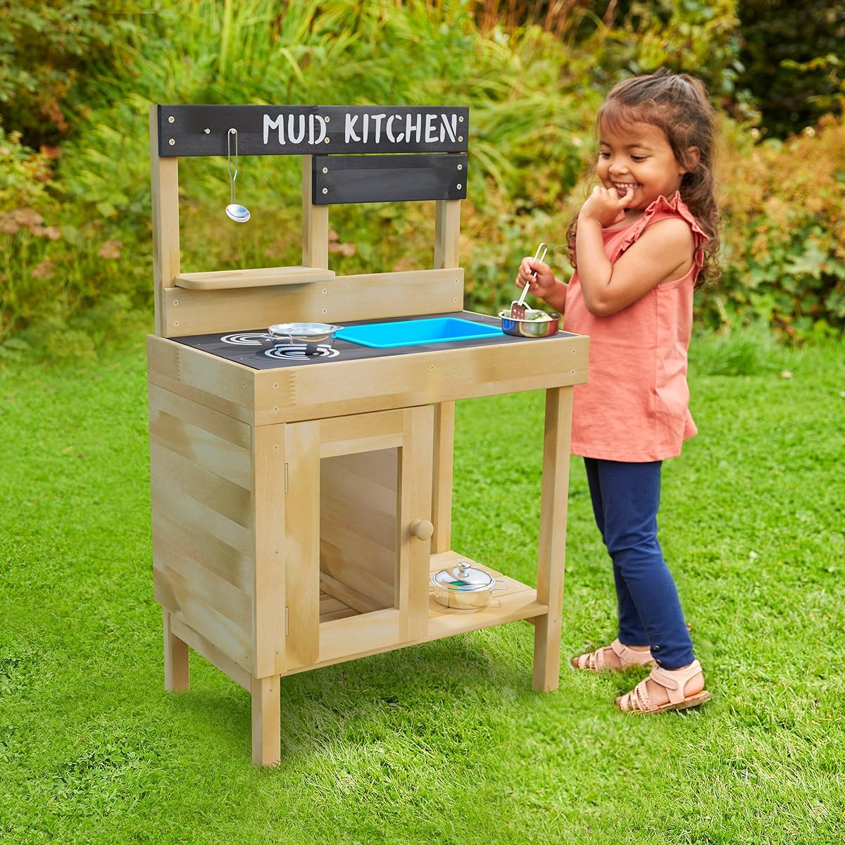 TP Toys Junior Wooden Mud Kitchen FSC with Accessories Outdoor Messy Perception Mud Water Play for Ages 3+