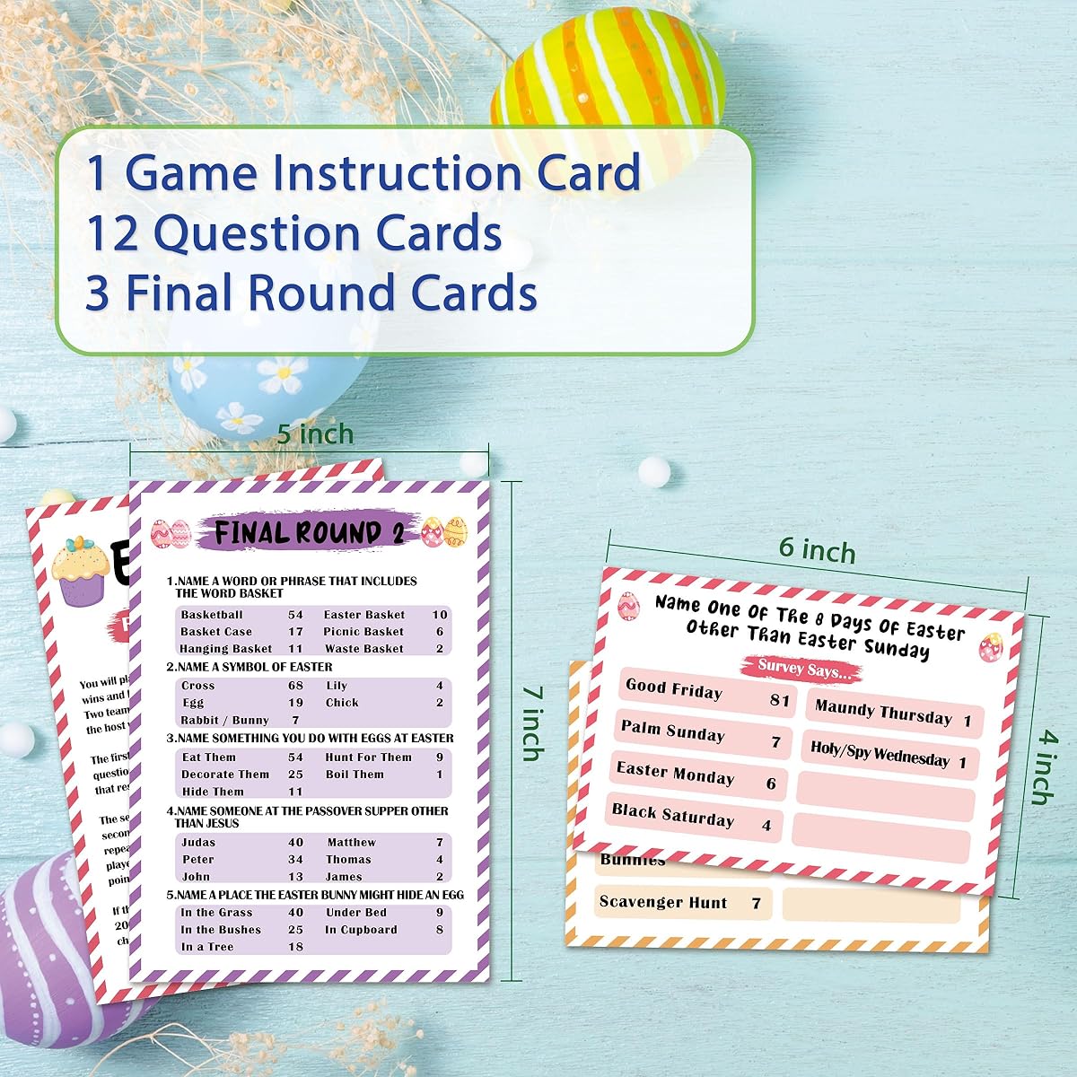 Xenseou Easter Family Feud Game, Funny Easter Party Game, Easter Trivia Game, Family Feud Quiz, Holiday Game for Groups FHJ-SC03