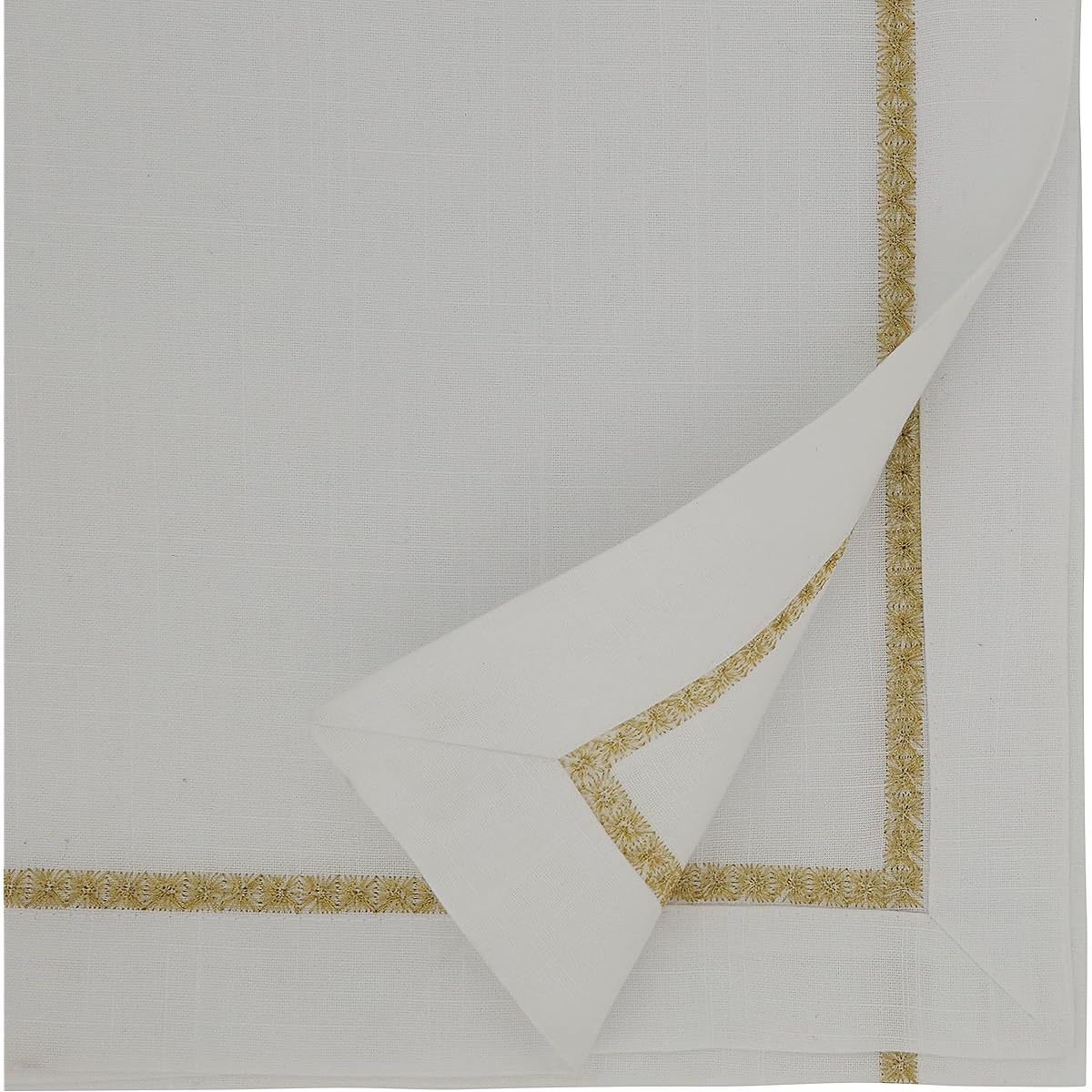 SARO LIFESTYLE Mayer Collection Embroidered Border Table Runner, 16"x108", Gold