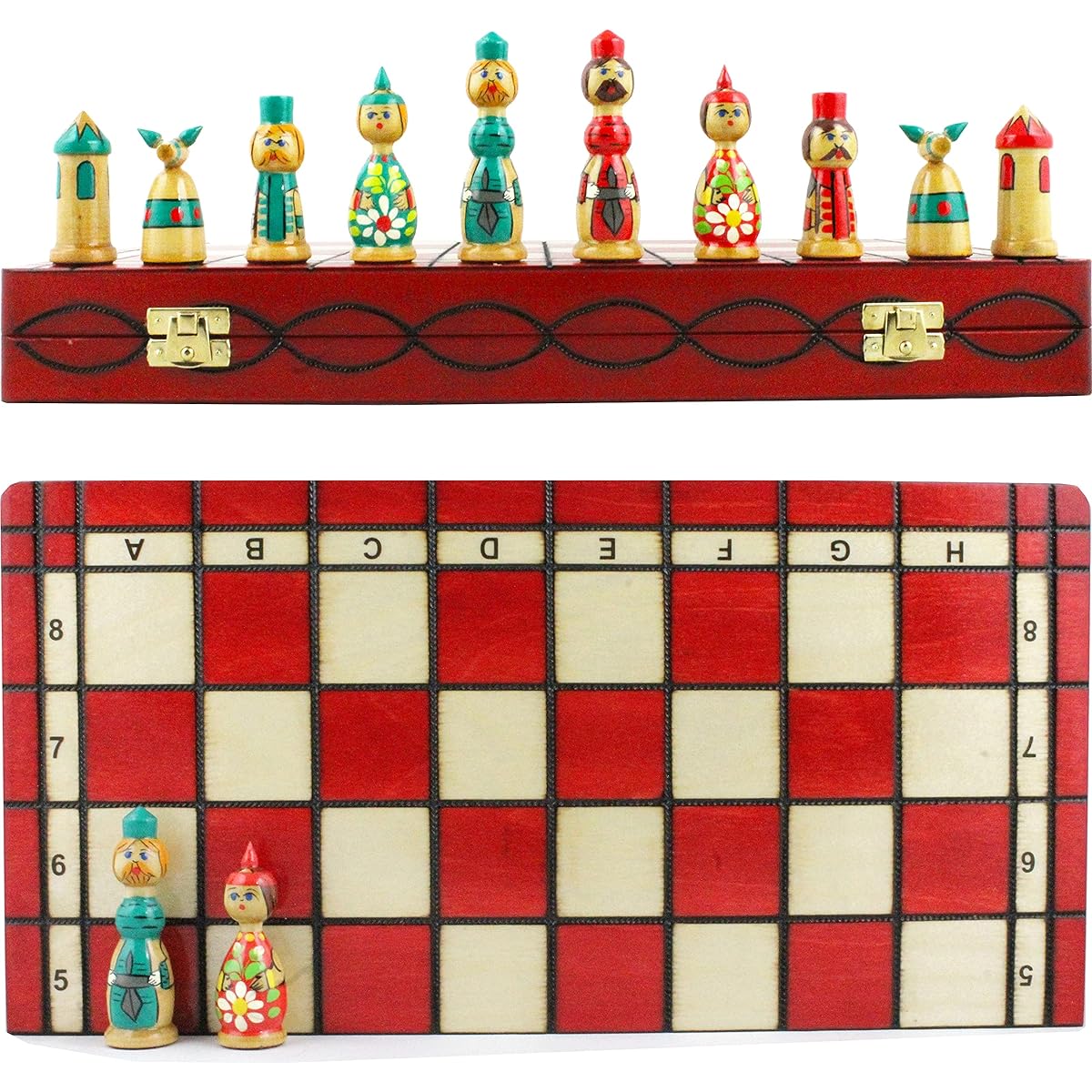 Adult Chess Set with Storage Handmade Matryoshka Chess Set