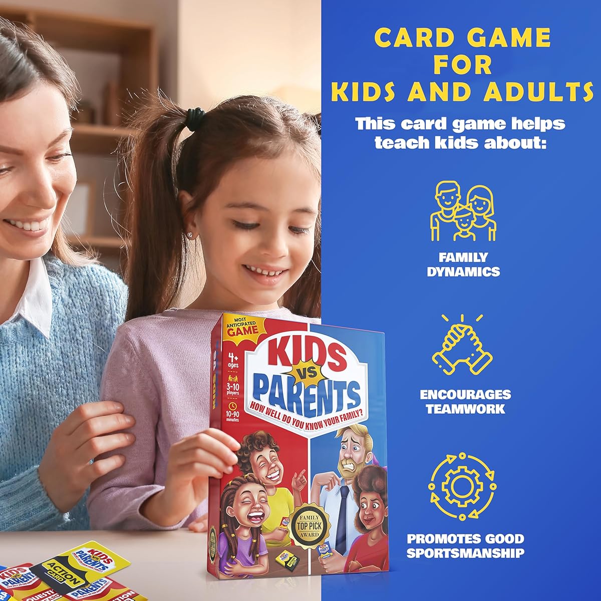 Kids VS Parents - Family Games for Kids and Adults | Family Game Night Games | Games for Kids Ages 4-12 (200 Conversation Starter Cards, 10-90 Minute Play Time)