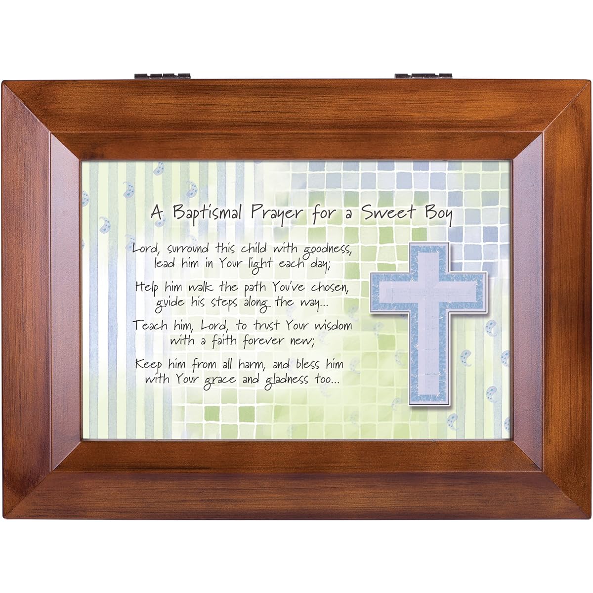 Baptismal Prayer for a Sweet Boy Wood Finish Jewellery Music Box - Plays Tune You Are My Sunshine