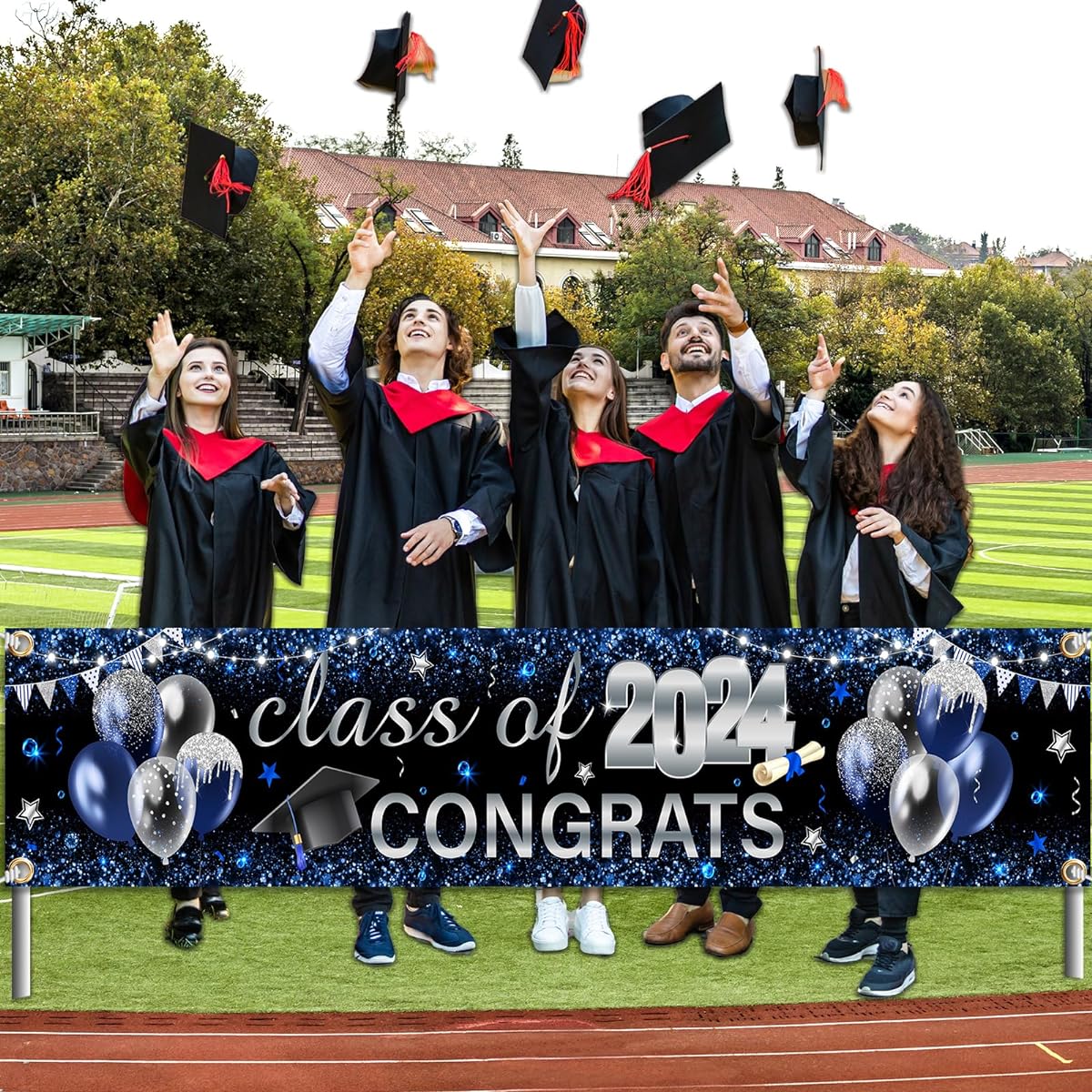 Graduation Decorations for 2023 - Class of 2023 Large Yard Sign Congratulations Graduation Banner Blue Decorations Graduation Party Supplies (Blue)