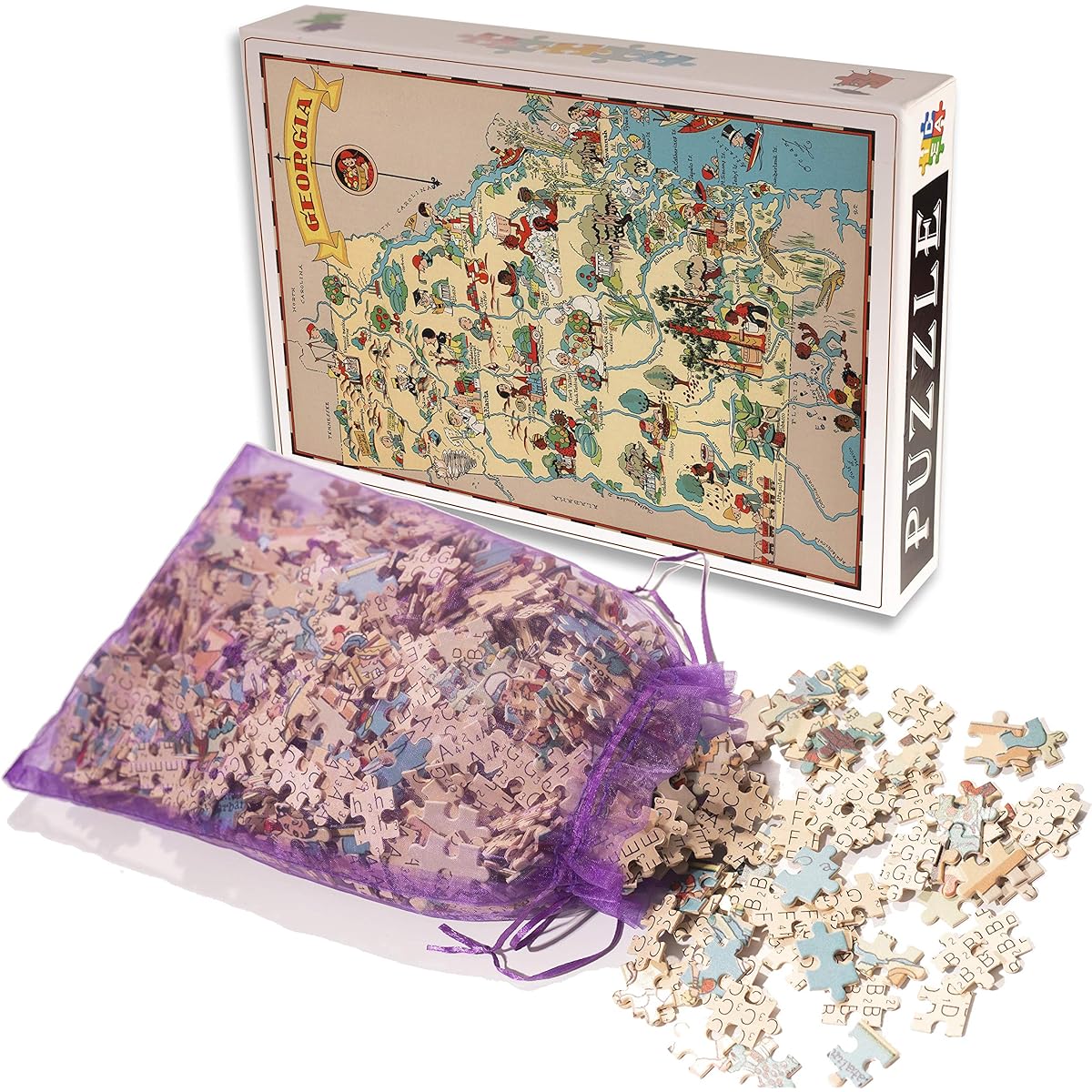 Georgia Wooden Map Jigsaw Puzzle Toy for Adults USA Map Decor Puzzle Game 500 Pieces