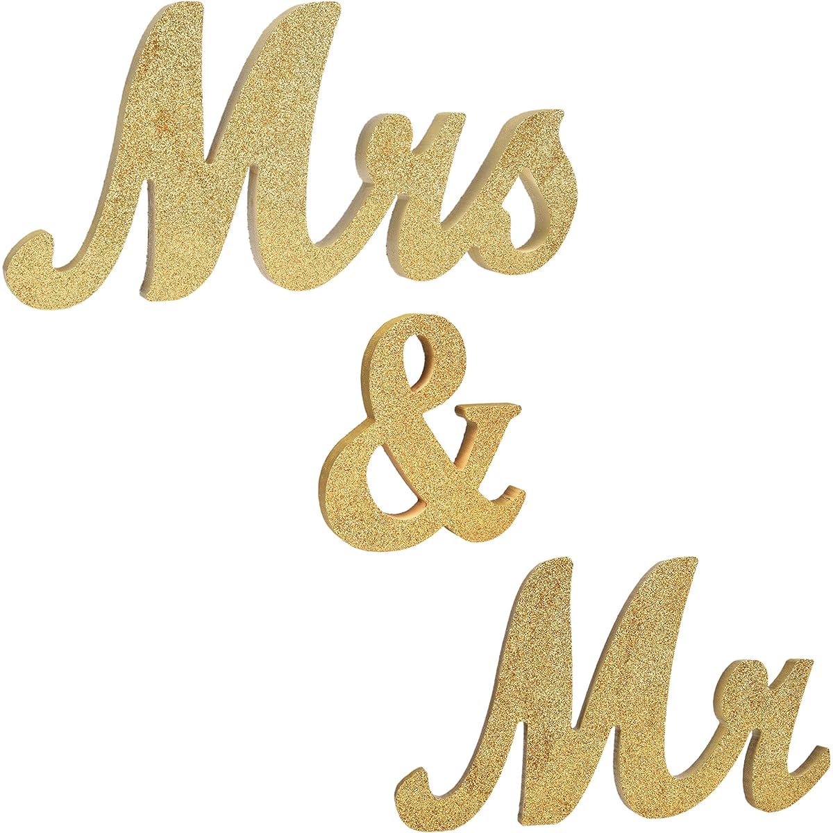 Kare & Kind Mr & Mrs. Sign (Glitter Gold) - Venue Decor - For Weddings, Anniversaries, Bridal Showers and More - Sweetheart Wedding Table Decorations - DIY Projects, Gifts, Displays
