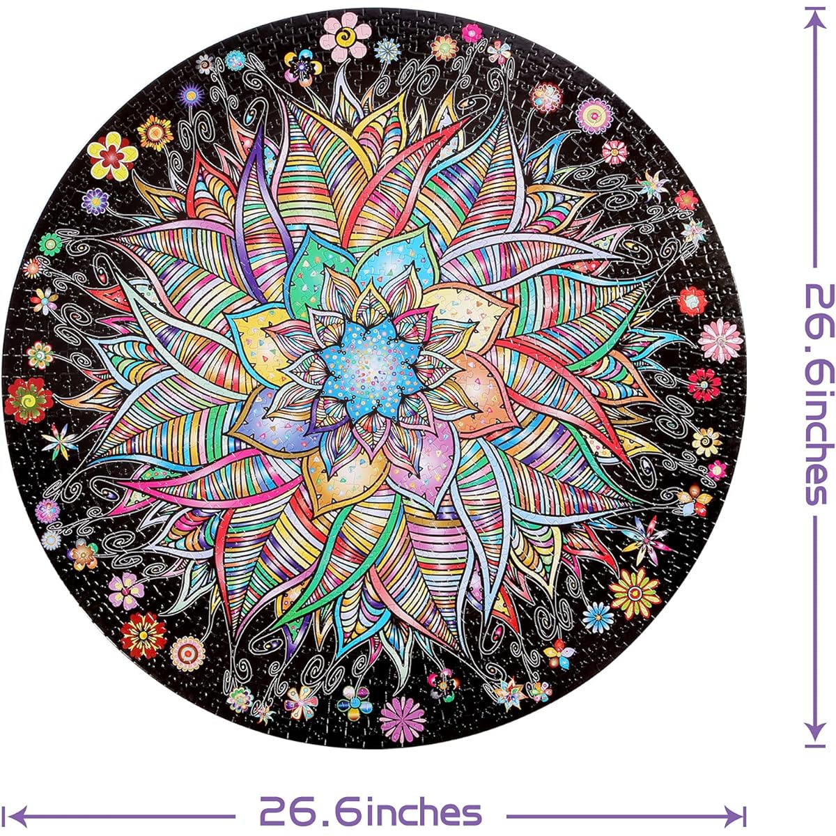 Bgraamiens Puzzle Flower Whisper - 1000 Piece Round Puzzle Color Challenge Jigsaw Puzzle for Adults and Kids