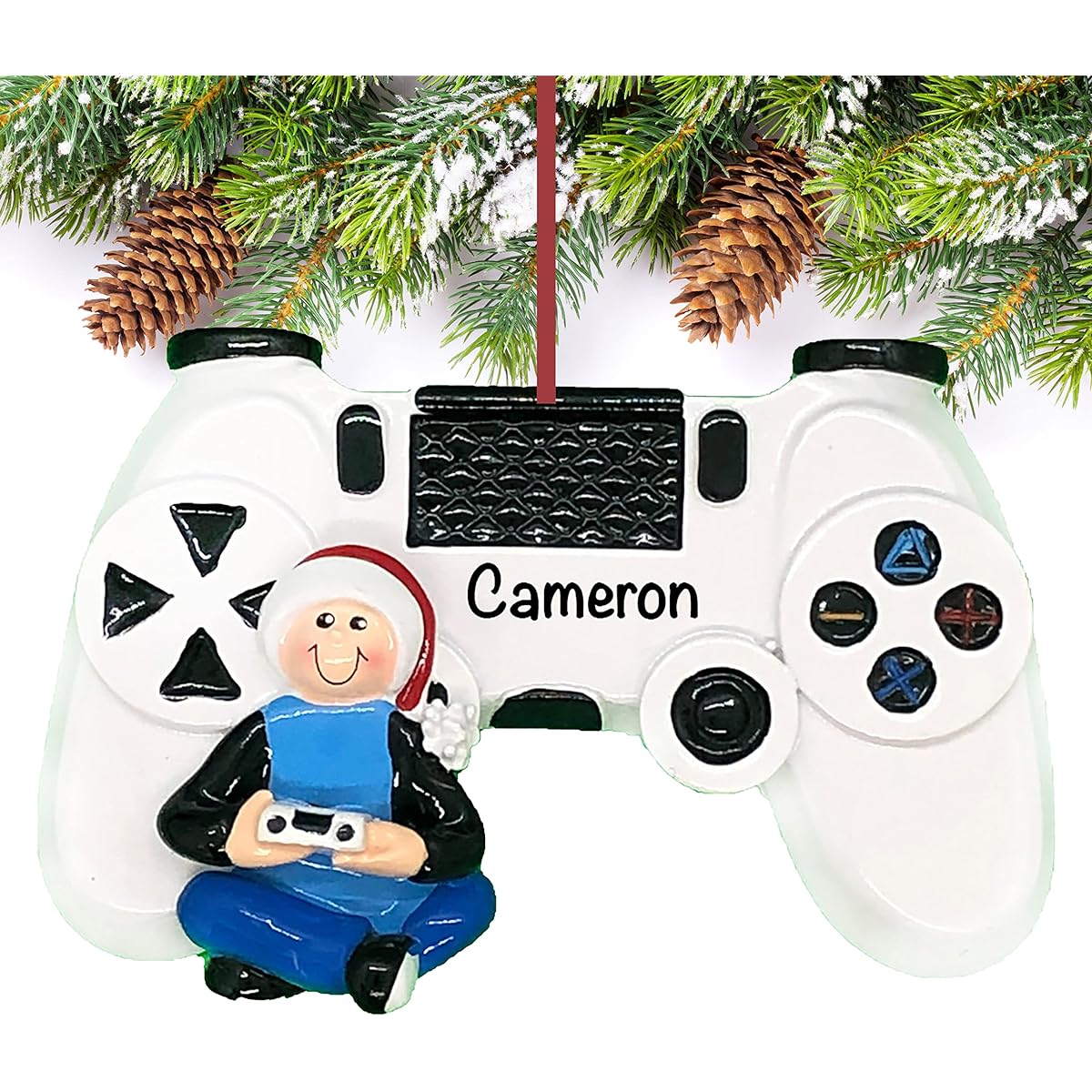 Video Game Controller Personalized Christmas Ornaments 2023 - Fast & Free 24 Hour Customization - Boy Playing Video Games Christmas Decorations with Name - Gift Wrapped