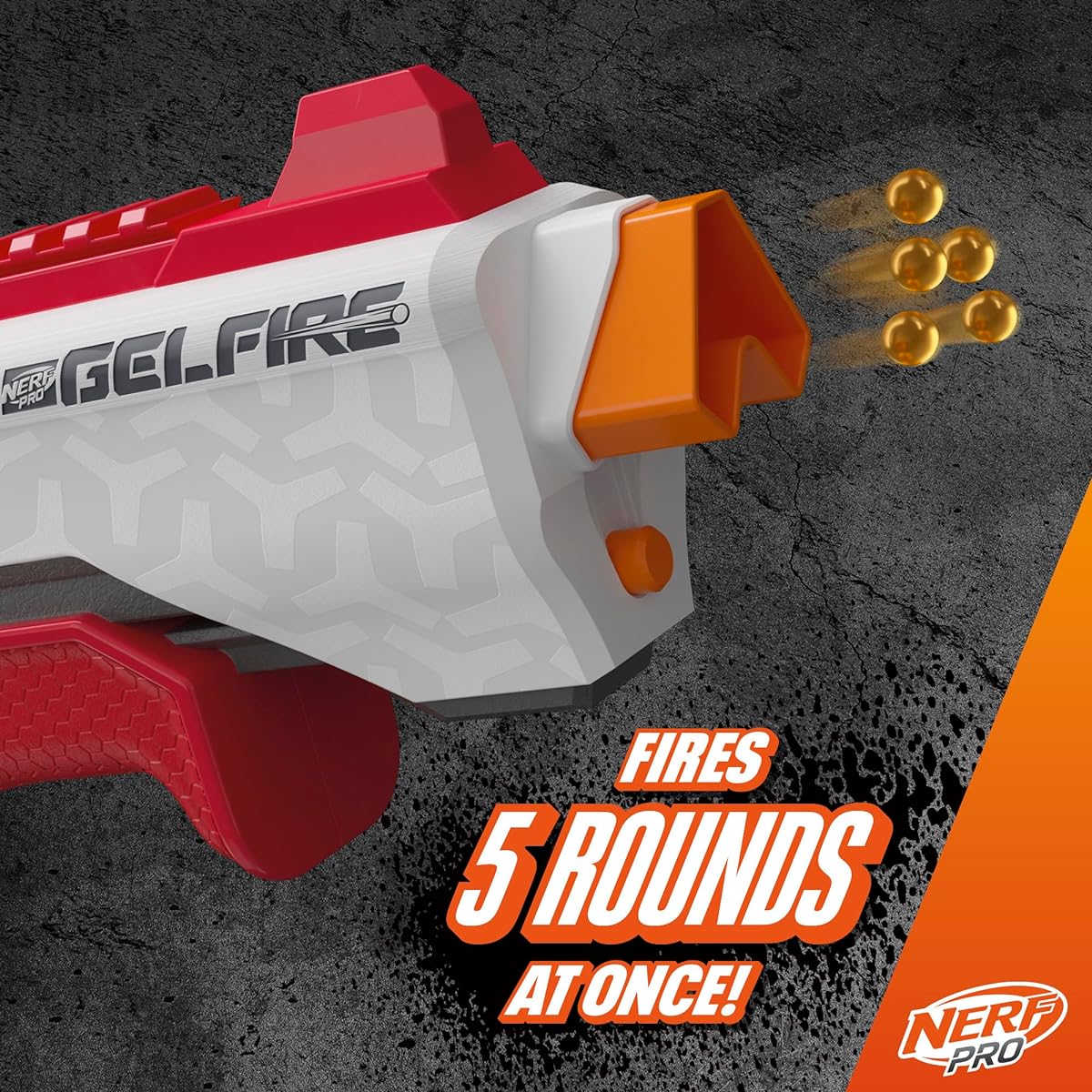 Nerf Pro Gel Fire Raid Blaster, 5 Shots at a Time, 10,000 Gel Rounds, 800 Round Hopper, Eyewear, Toy, Ages 14+