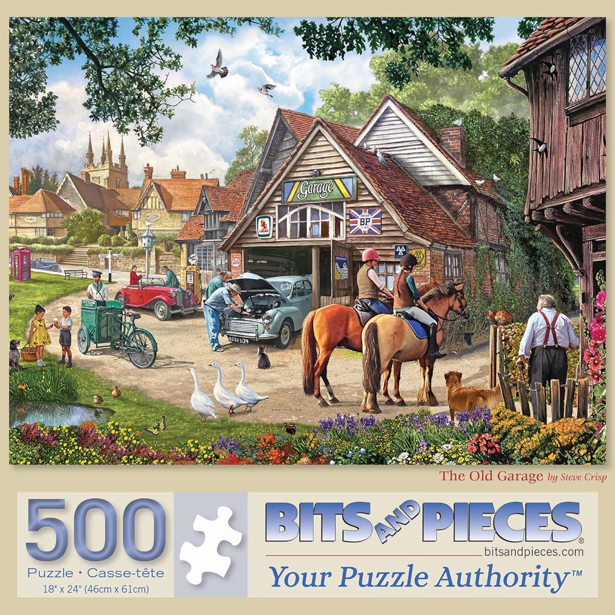 Bits and Pieces - 500 Piece Jigsaw Puzzle for Adults 18" x 24" - "The Old Garage" - 500 Piece Large Piece Jigsaw Puzzle by Artist Steve Crisp