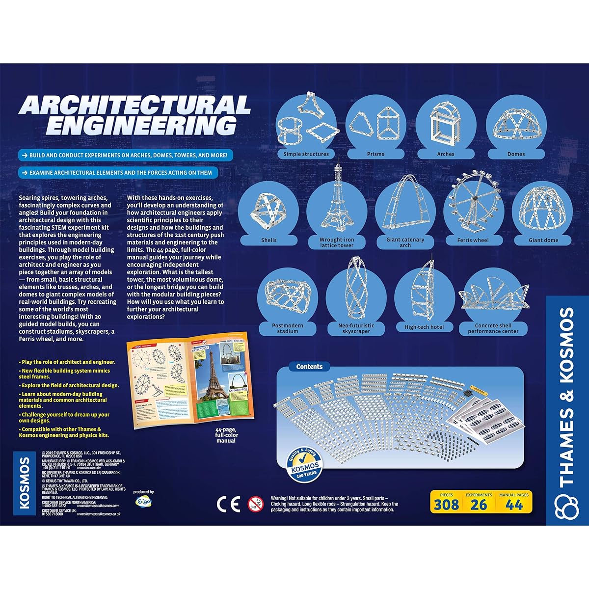 Thames & Kosmos Architectural Engineering | Science Experiments & Model Building Kit | Build 26 Structures & Structural Elements | Gold Parents' Choice Award Winner 14.6"