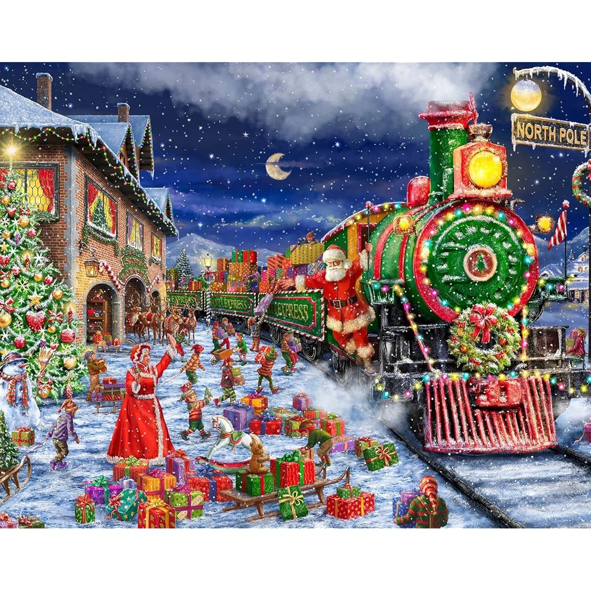 Springbok's 1000 Piece Jigsaw Puzzle Santa Express Made in the USA