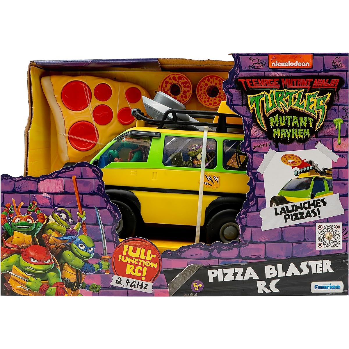 TMNT, Teenage Mutant Ninja Turtles Pizza Blaster Rc Movie Version - Fun 2.4Ghz Remote Control Vehicle with 6 Foam Pizza Launchers - Ages 5+