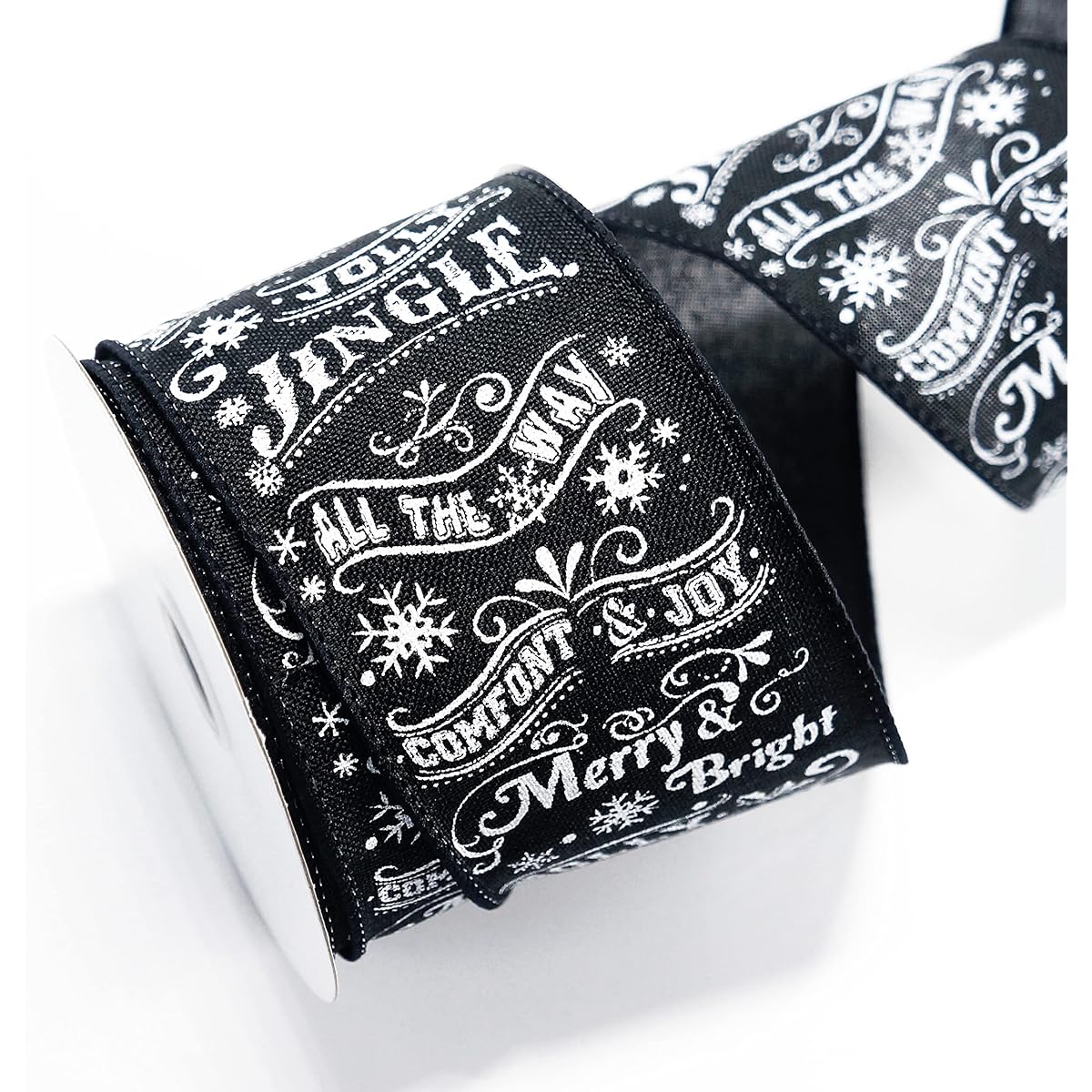 ALTIER Black & White Christmas Ribbon for Christmas Tree Decoration Ribbon Making Gift Wrapping Card Display Craft Wedding (2.5" x 10 Yards x 1 Roll)