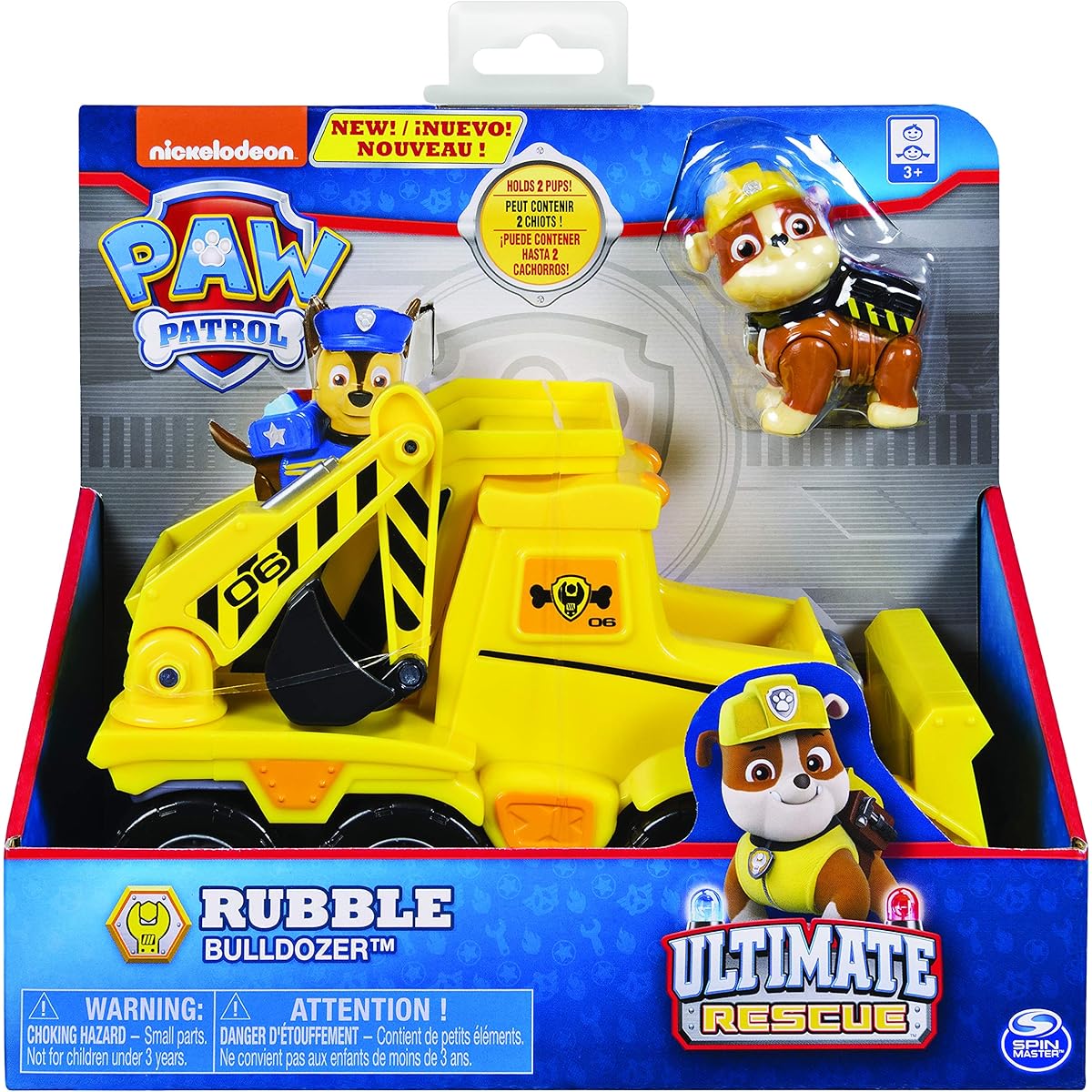 Paw Patrol Ultimate Rescue, Rubble’s Ultimate Rescue Bulldozer with Moving Scoop & Lift-Up Dump Bed, for Ages 3 & Up