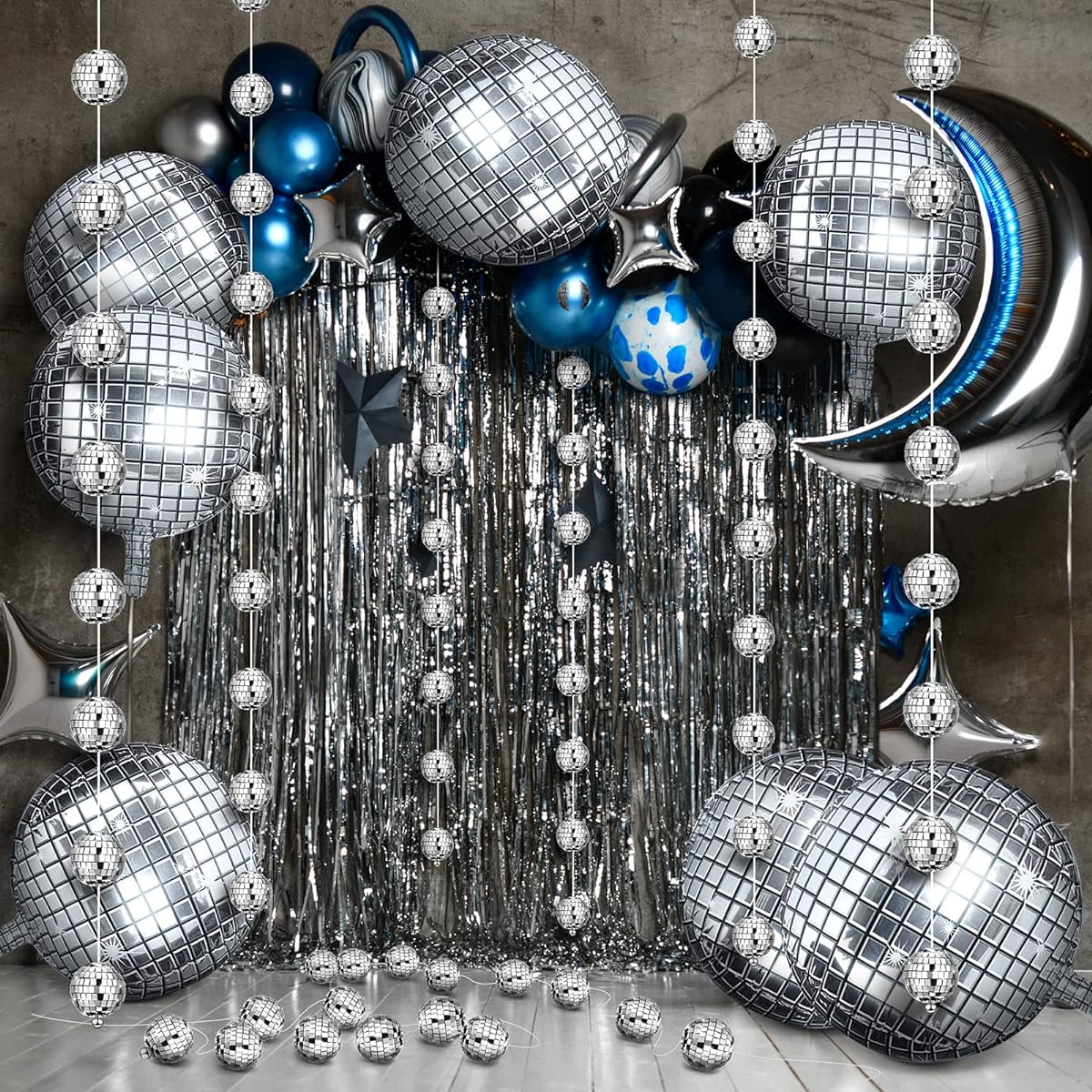 Disco Ball Balloons Last Disco Bachelorette Foil Balloons Silver Foil Fringe Curtains Party Decorations Big Disco Balloons Disco Dance Party 70s Music Festival Birthday Party Supplies