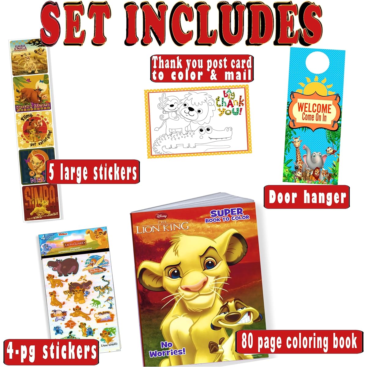 Disney Coloring Book Set with Stickers - Bundle Includes 96 Page Coloring Book and Stickers (Lion King)