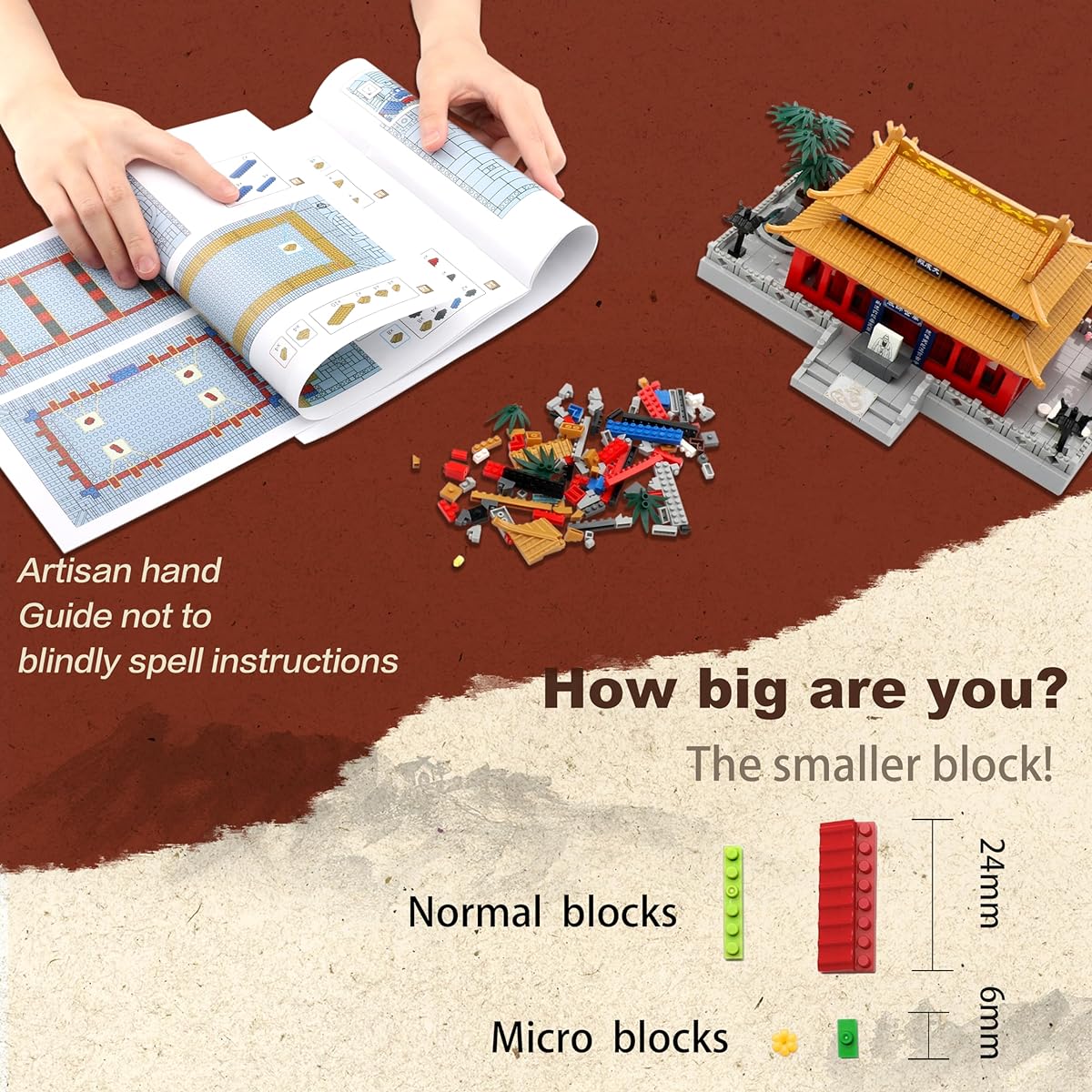 DOLBLOCK Micro Building Blocks Set Chinese Architecture Mini Bricks Decoration DIY Toy Gift for Adults and Kids Ages 14+ - Confucius Institute