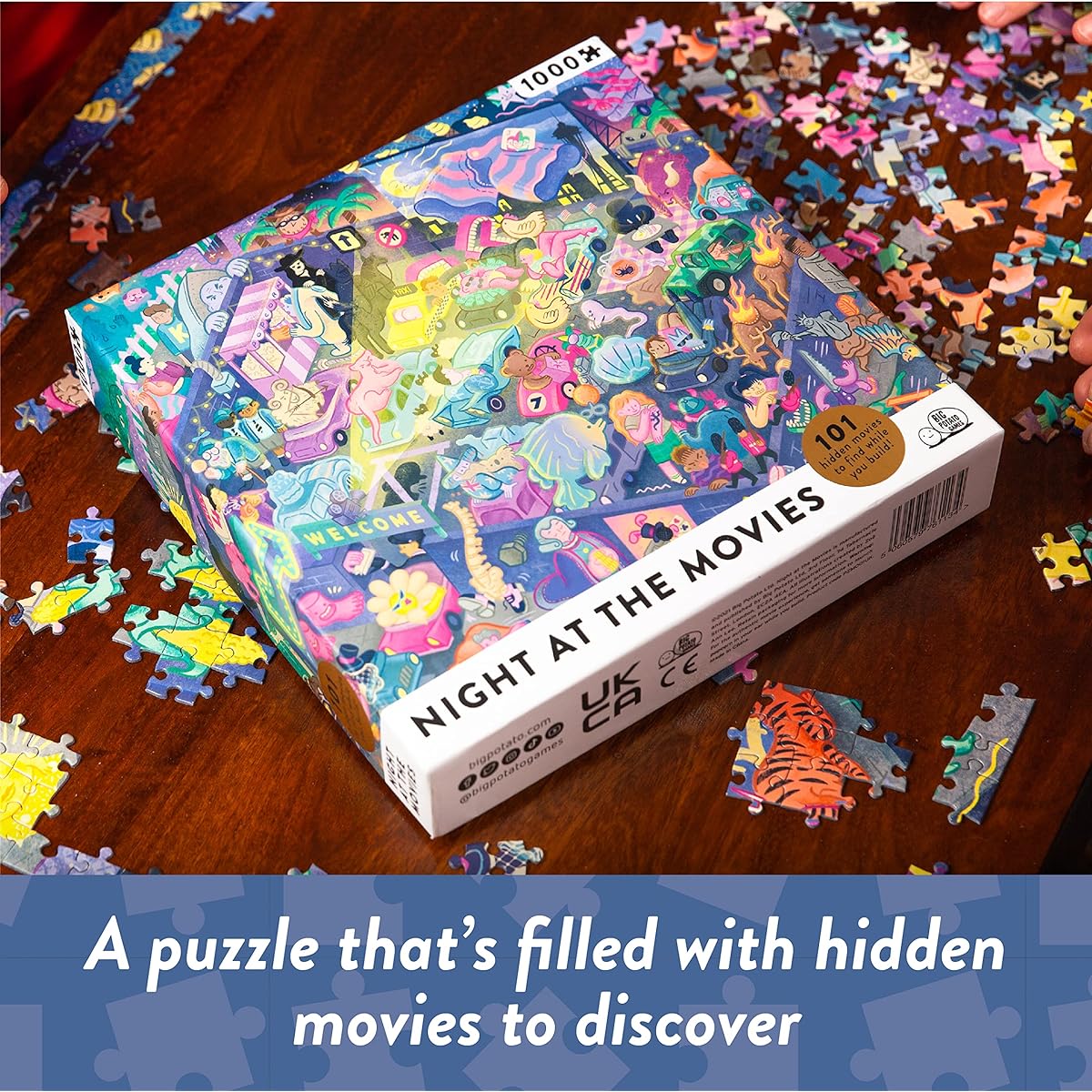 Night at the Movies: Movie Jigsaw Puzzle for Adults (1000 Pieces) Filled with 101 Riddles