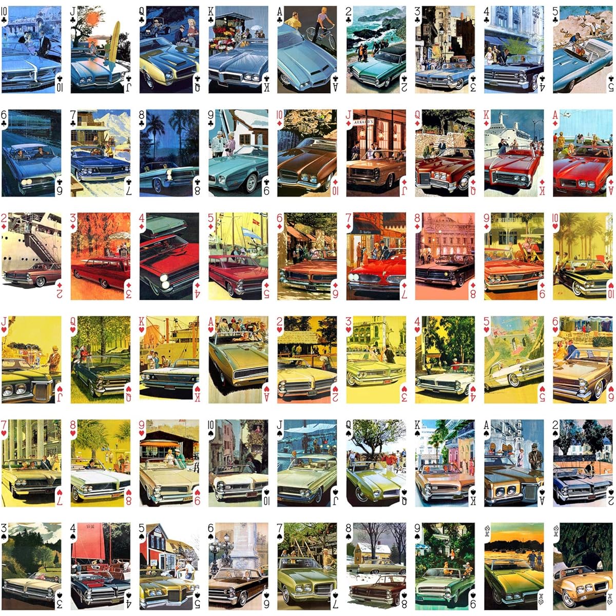 Art Fitzpatrick and Van Kaufman Classic Cars Pontiac Dodge Playing Cards (Poker Deck 54 Cards All Different) Vintage Retro Classic Car