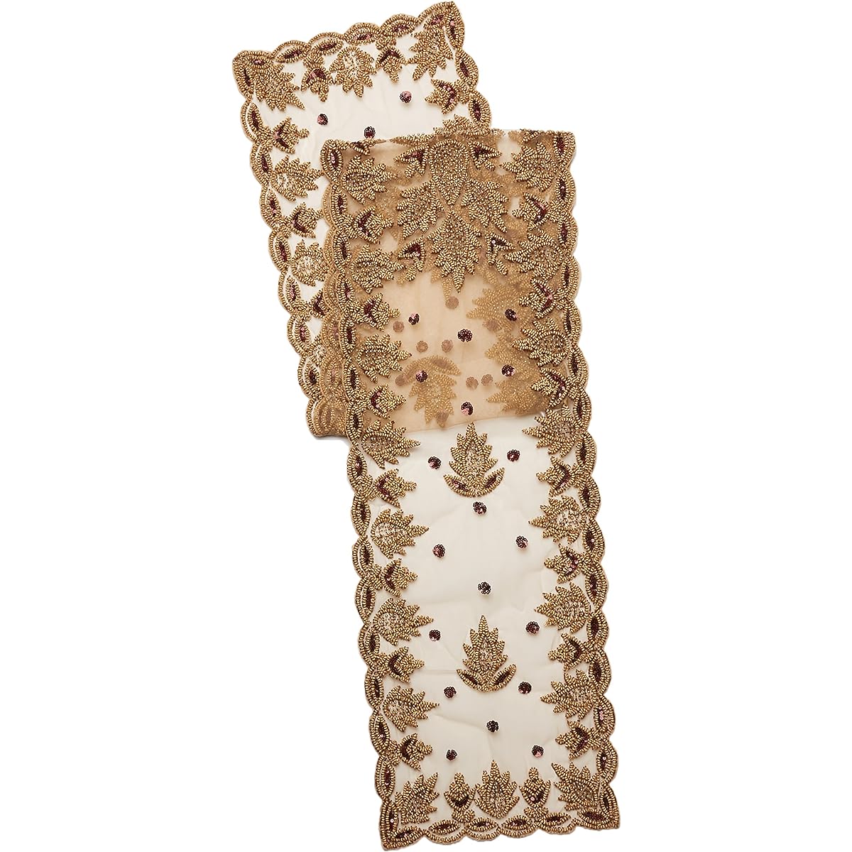 SARO LIFESTYLE Lakshmi Collection Bead Topper 40" Burgundy