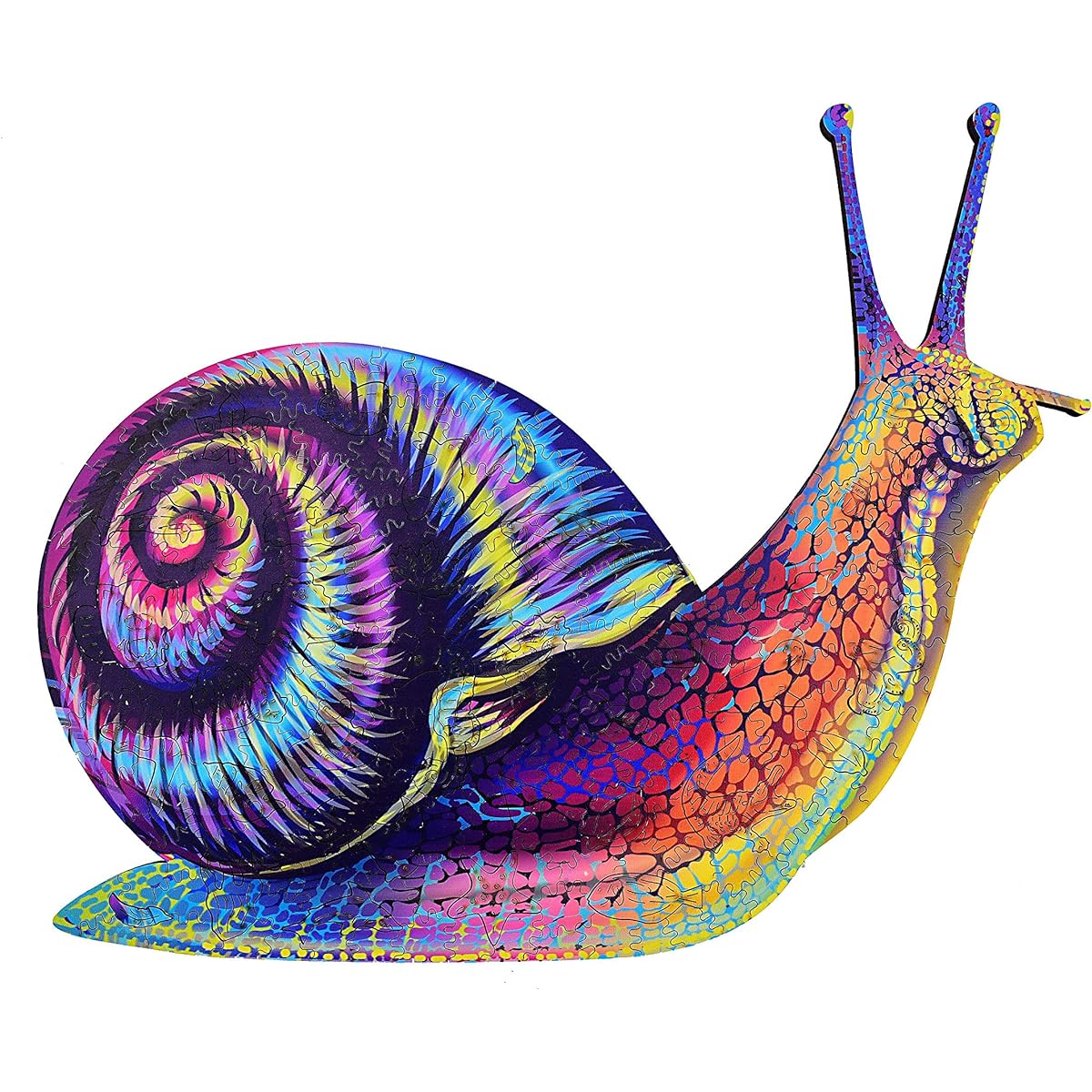 HSETIY Wooden Jigsaw Puzzle - Unique Shaped Color Jigsaw Puzzle Pieces Best Gifts for Adults Snail 11.3 x 9.1 Inch 242 Pieces