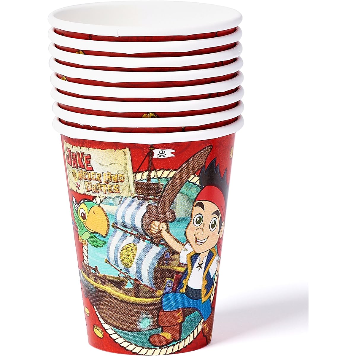 (8-Count, Paper Cups) - American Greetings Jake the Never Land Pirates 270ml Paper Party Cups, 8 Count, Party Supplies Novelty