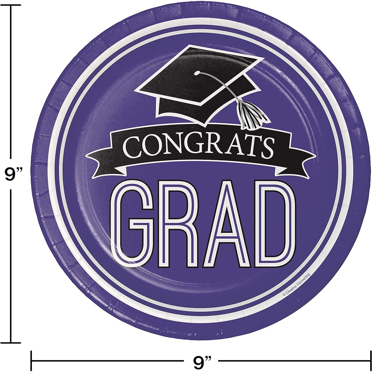 Graduation School Spirit Purple Paper Plates 54 Pieces