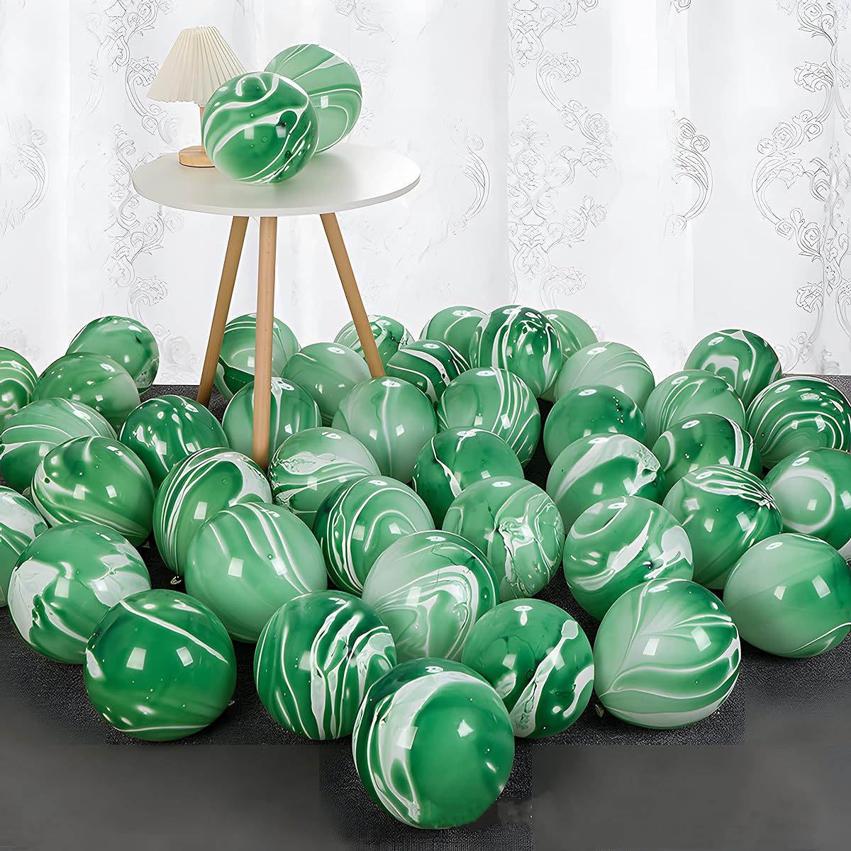 30pcs Green Tie Dye Balloons 12 Inch Agate Marble Latex Swirl Balloons Tie Dye Birthday Party Supplies Candyland Bachelorette Fun Hippie Party Decorations