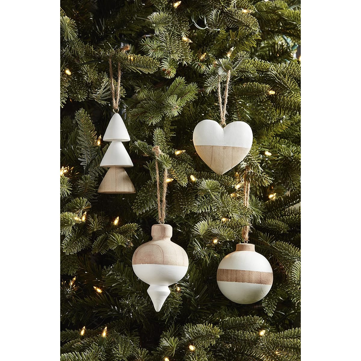 Mud Pie Paulownia Wood Christmas Ornament, Point, 4.75" x 3.5"