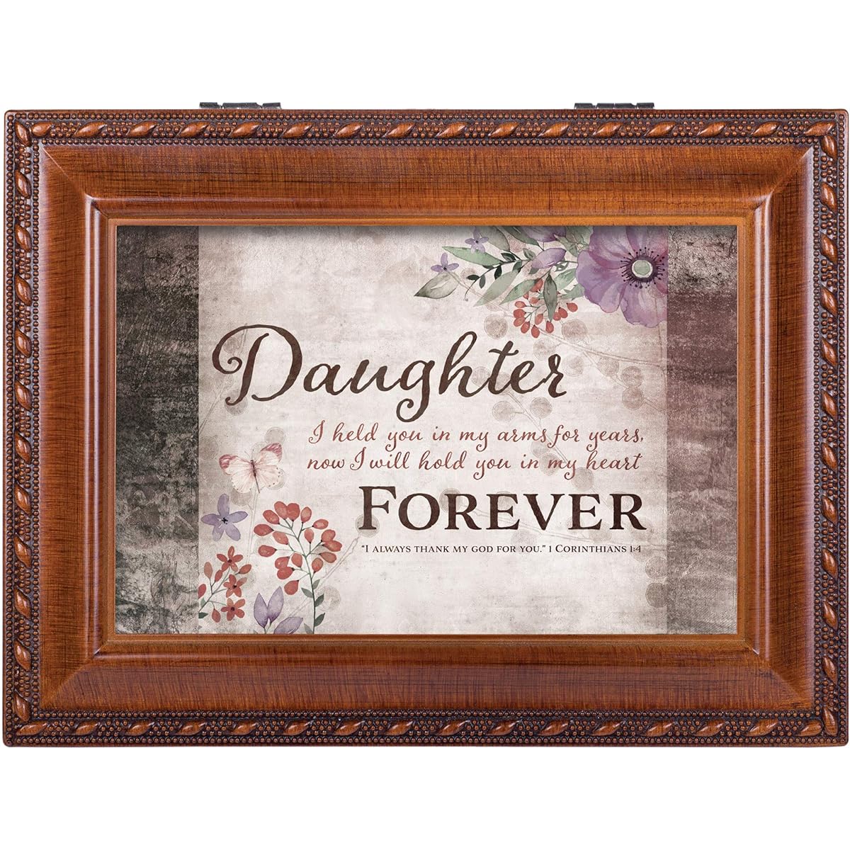Cottage Garden Daughter I Held You Wood Grain 9 x 7 Inch MDF Wooden Music Box Song Friend Jesus