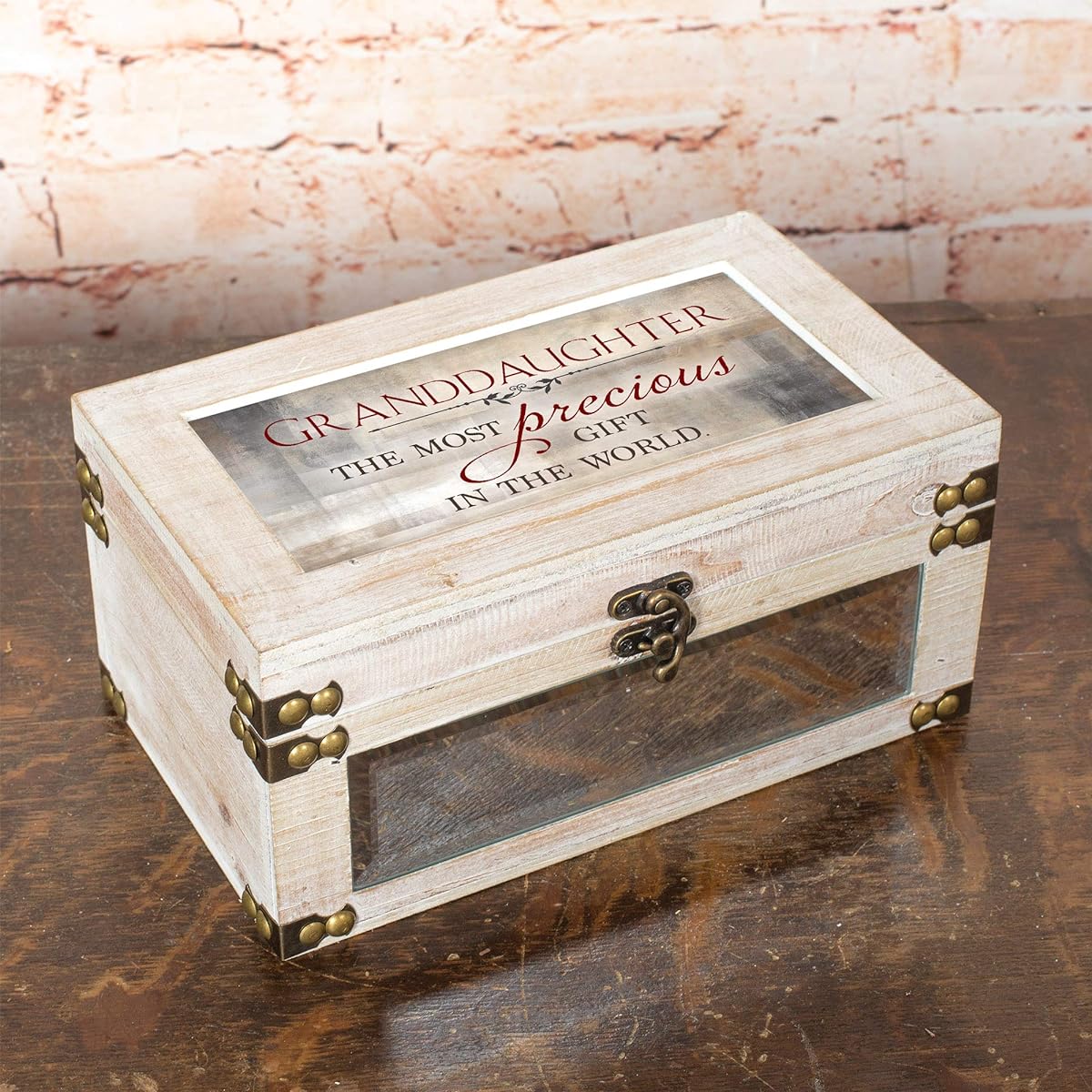 Cottage Garden Granddaughter Antique Whitewash Metal and Wood Music Box - You are My Sunshine