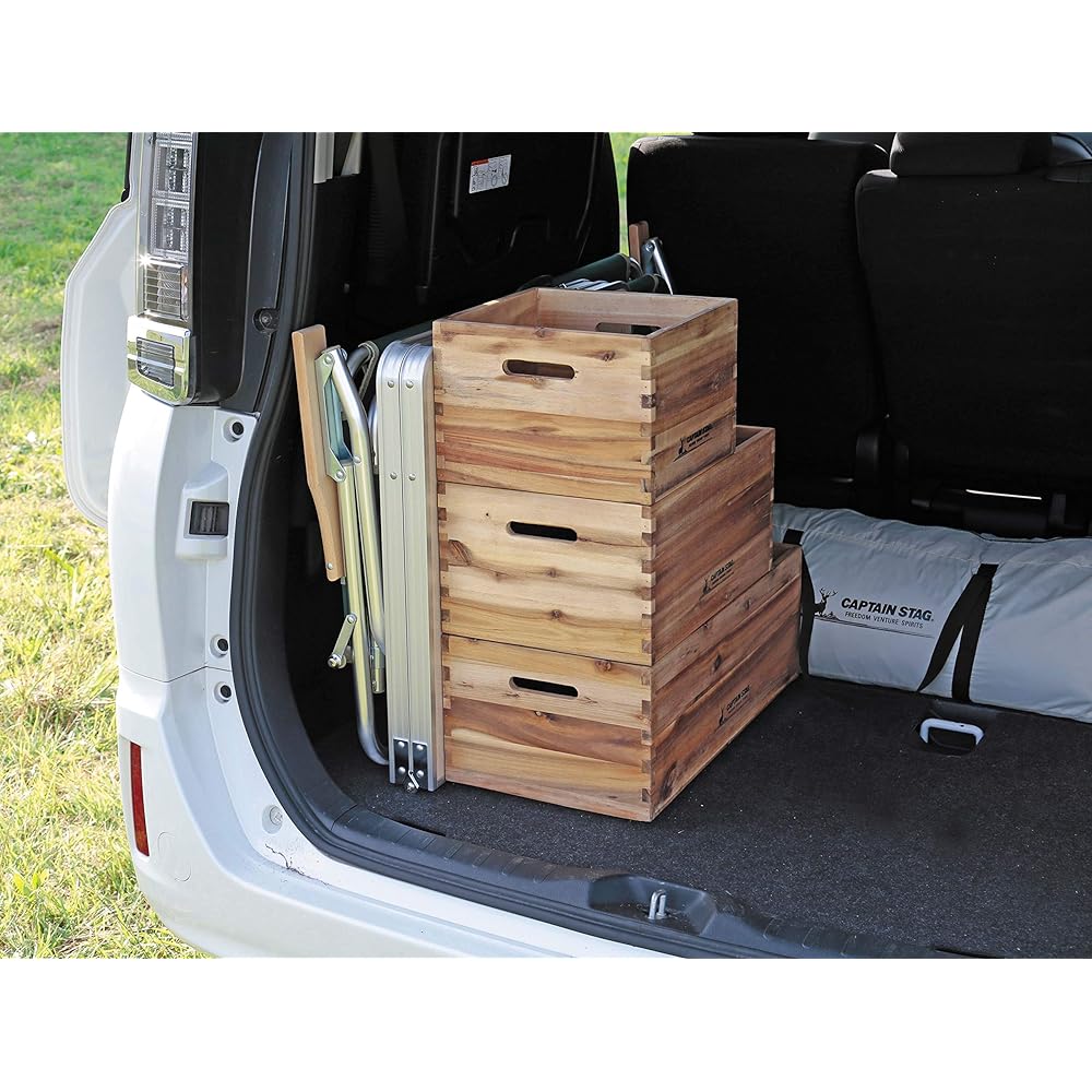 Captain Stag (CAPTAIN STAG) Wooden Box Wood Box Storage Box Storage Case Wooden BOX Stackable CS Classics