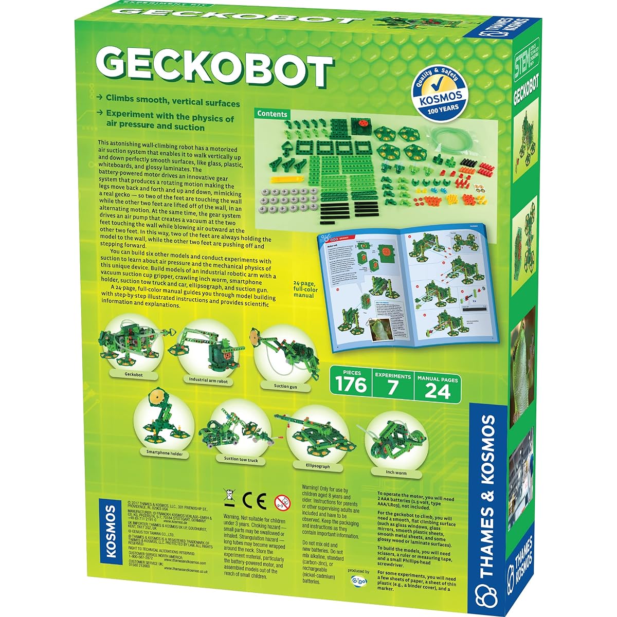 Thames & Cosmos Gecko Stem Experiment Kit | Build a Wall-Bending Robot & 6 other Mechanical Creations | Explore the Physics of Air Pressure and Suction | Difficulty: Advanced