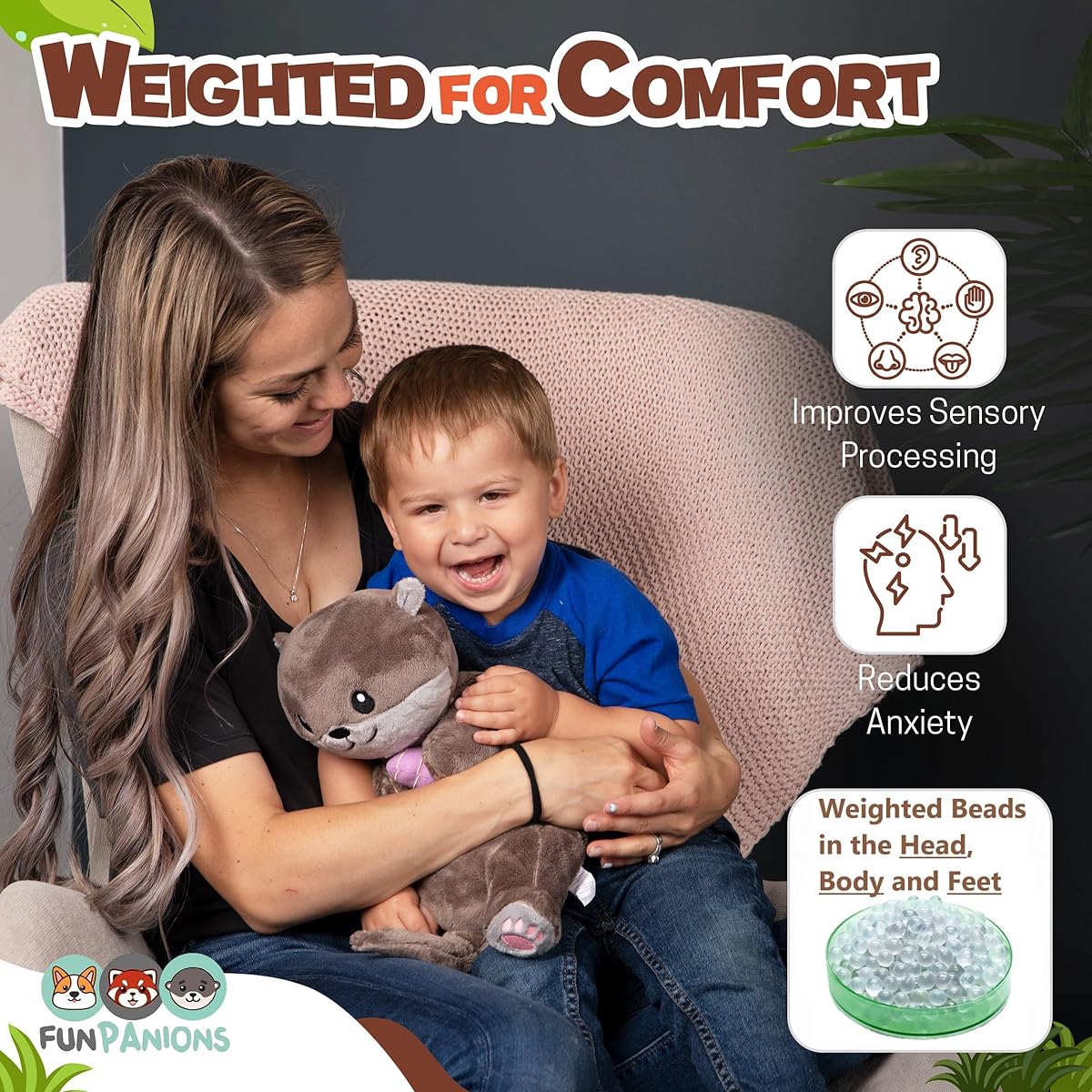 Funpanions Weighted Plush - 4 lbs Cute Big Plush for Adults Teens Kids - Large Sea Otter Stuffed Animal