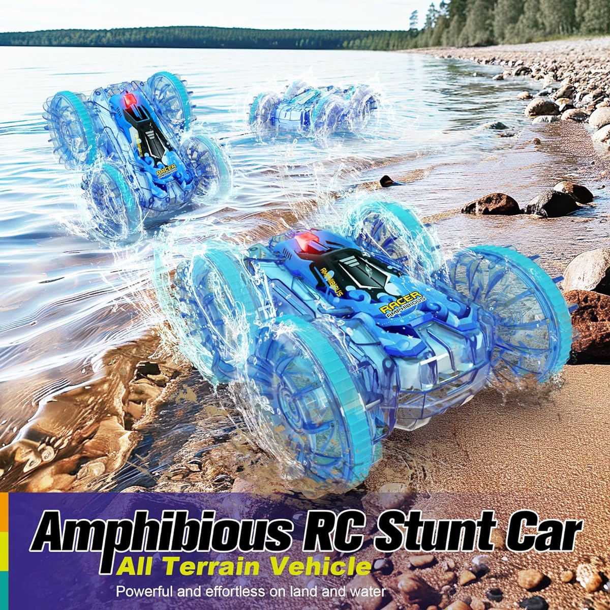LECPOP Amphibious Remote Control Car for Kids, Blue