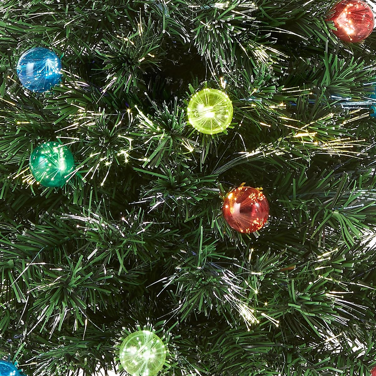 National Tree Company Christmas Decorations 48" Fiber Optic Fireworks Red, Green, Blue & Gold Fiber Inner Ornament Tree with Top Star and