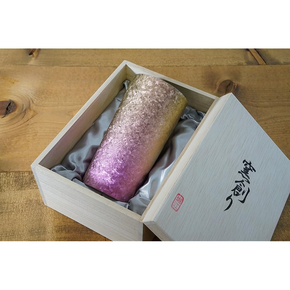HORIE Made in Tsubame, Niigata Prefecture Titanium Double Tumbler Kiln Made Gradient Pink 350cc T08KM350GP