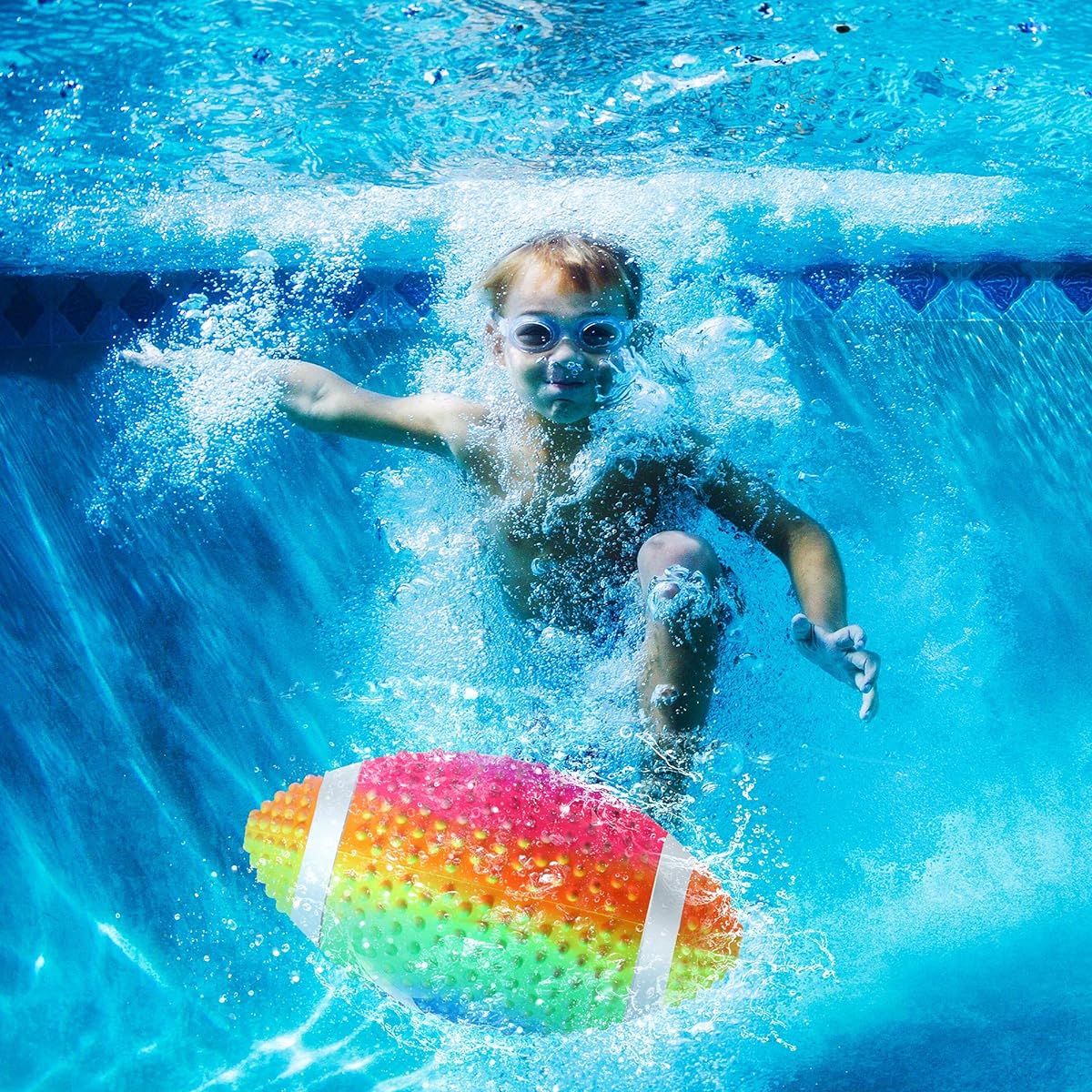 Swimming Pool Football Water Football for Pool Underwater Passing Dribble Beach Football Waterproof Pool Water Diving Game Toy for Teens Adults Fill with Water (Rainbow Color)