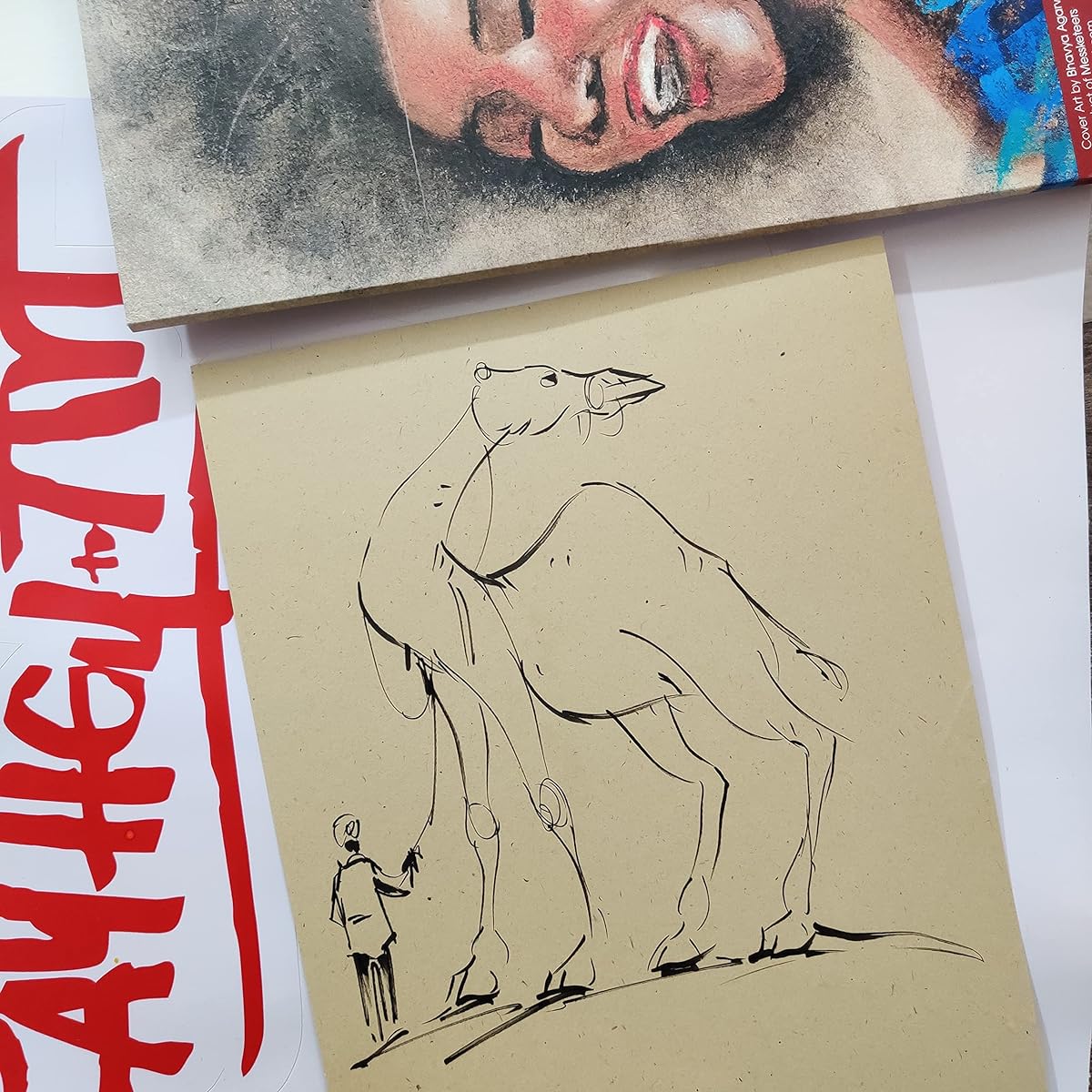 Messketeers - Say Hey To Art - A4 Brown Tone/Tannin Mud & Sand Texture Paper Sketchbook for Artists - 240 Gsm Professional Artist Sketch Pad 10 Sheets / 20 Pages with Butter Paper Separators