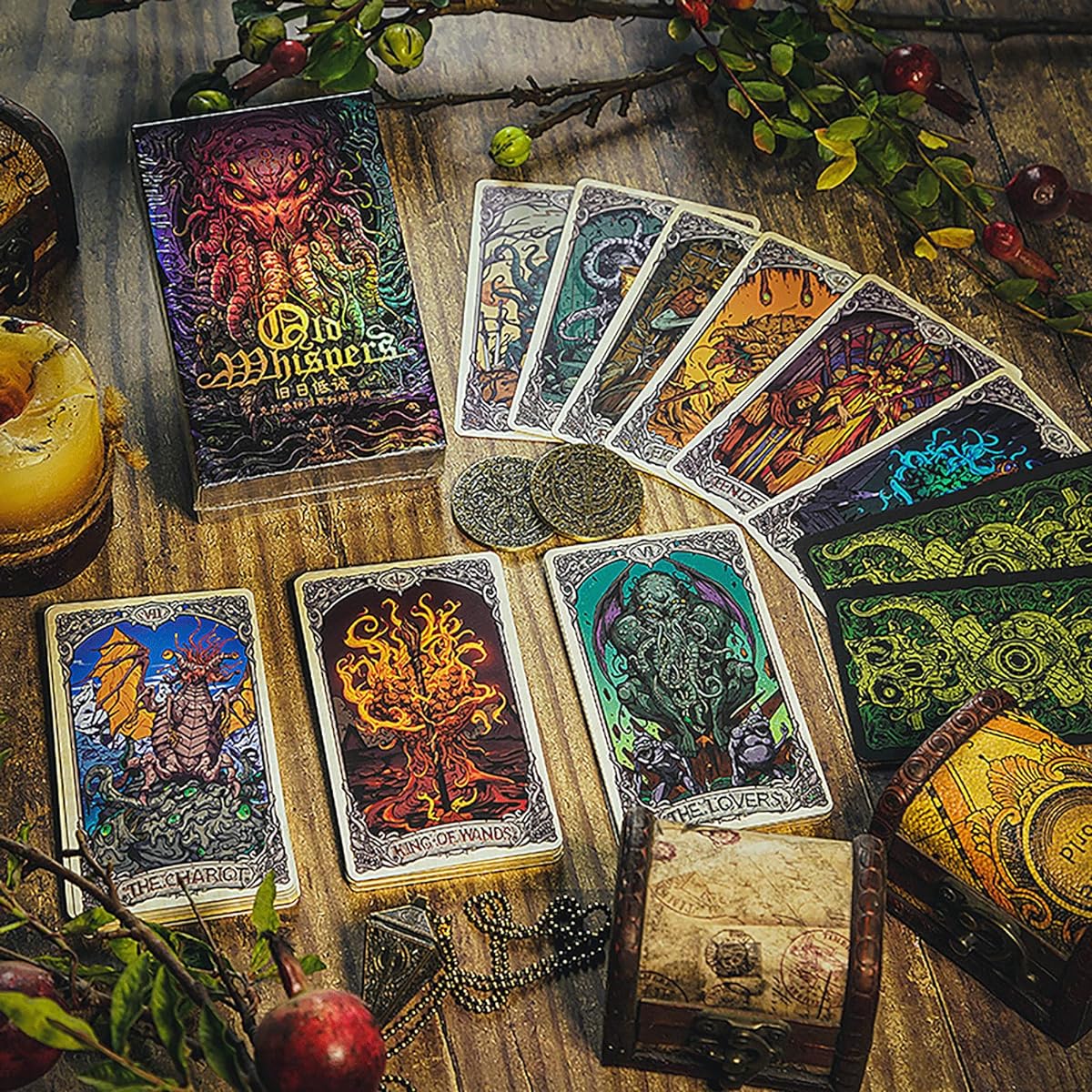 Cthulhu Tarot Cards Rare Limited Original Fortune Telling Tarot Card Deck Tarot Card Set Magic Fortune Telling Party Fortune Telling Card Game (Dark Purple)