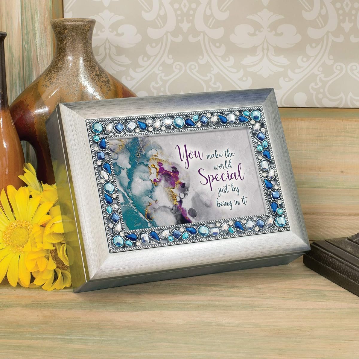 Cottage Garden Someone Special Jewelry Music Box Plays Melodic Tunes 8x6 Blue JM469C
