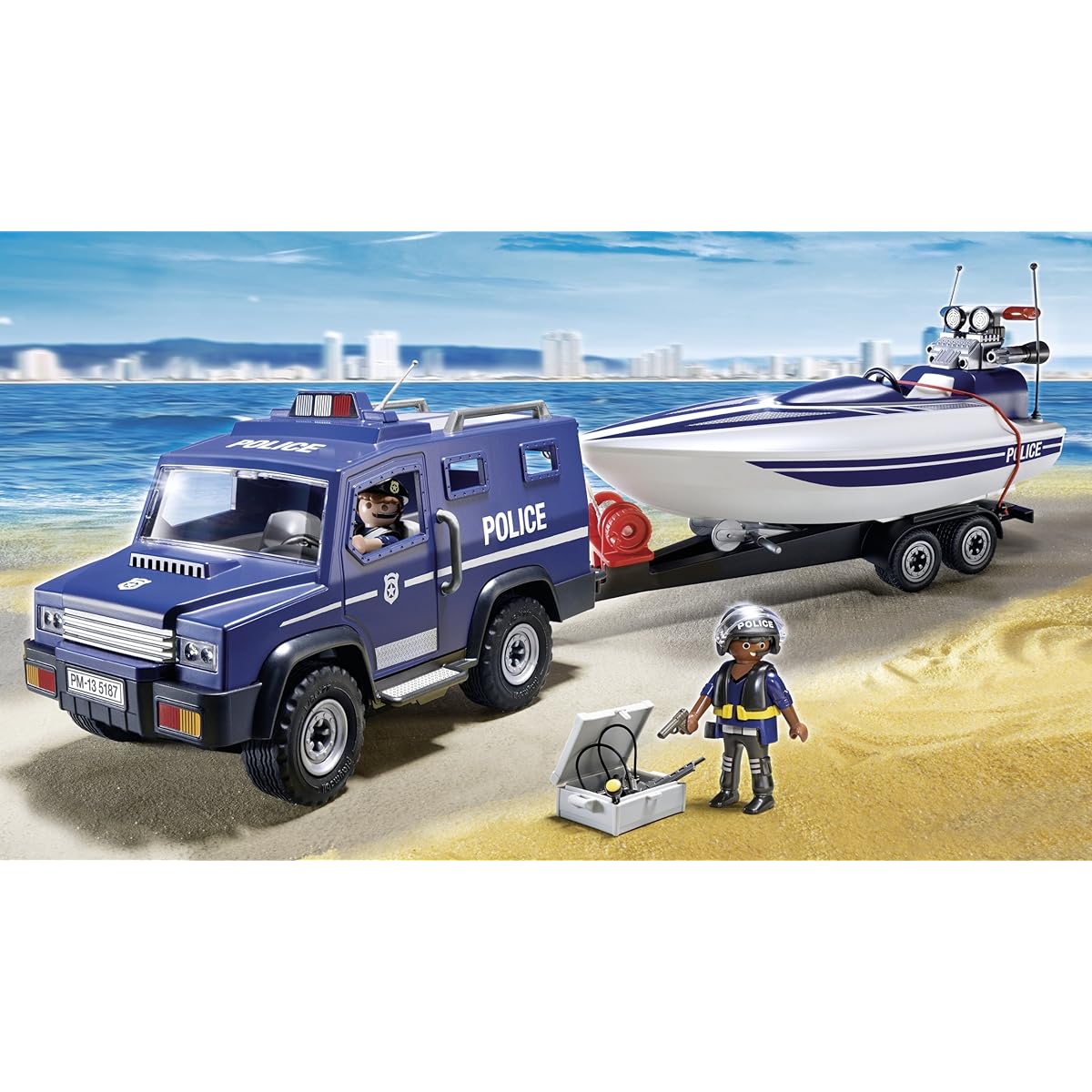 Playmobil Police Truck with Speedboat