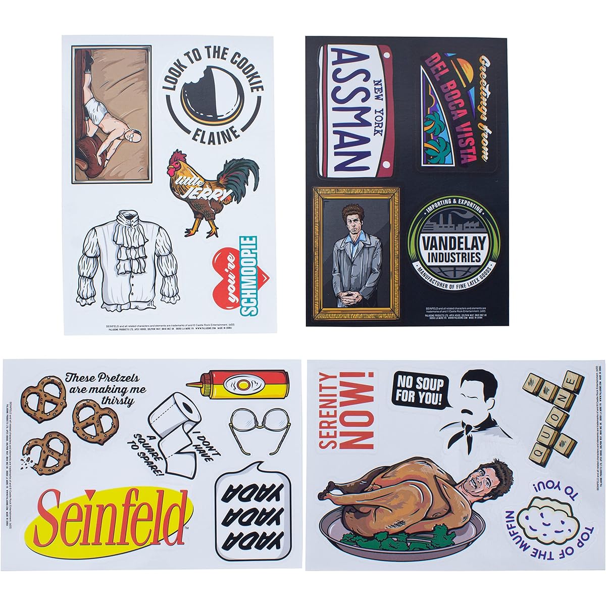 Paladone Seinfeld TV Show Vinyl Decals for Laptops and Phone Cases - 20 Reusable Waterproof Stickers - Officially Licensed Seinfeld Stickers Merchandise