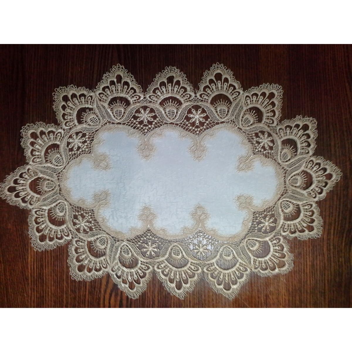 Doily Boutique Table Runner Gold European Lace and Antique Material Size 34 x 15 Inch