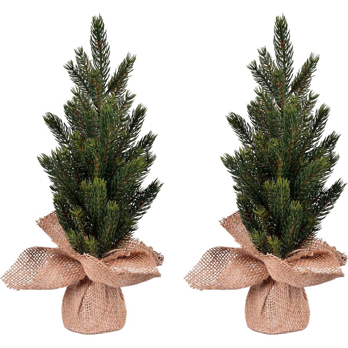 Vickerman 15" Balsam Fir Sapling Artificial Christmas Tree No Lights 2 Pack Faux Fir Christmas Trees for Seasonal Indoor Home Decoration