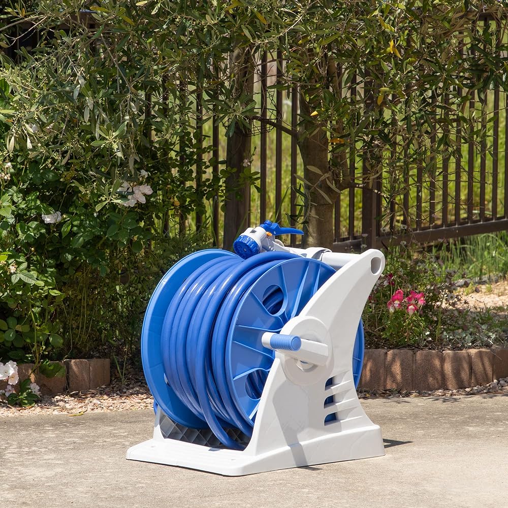 Green Life Hose Hose Reel 50m Comes with a foot step for easy winding Genius Hose Inner Diameter 15mm GR50GNF