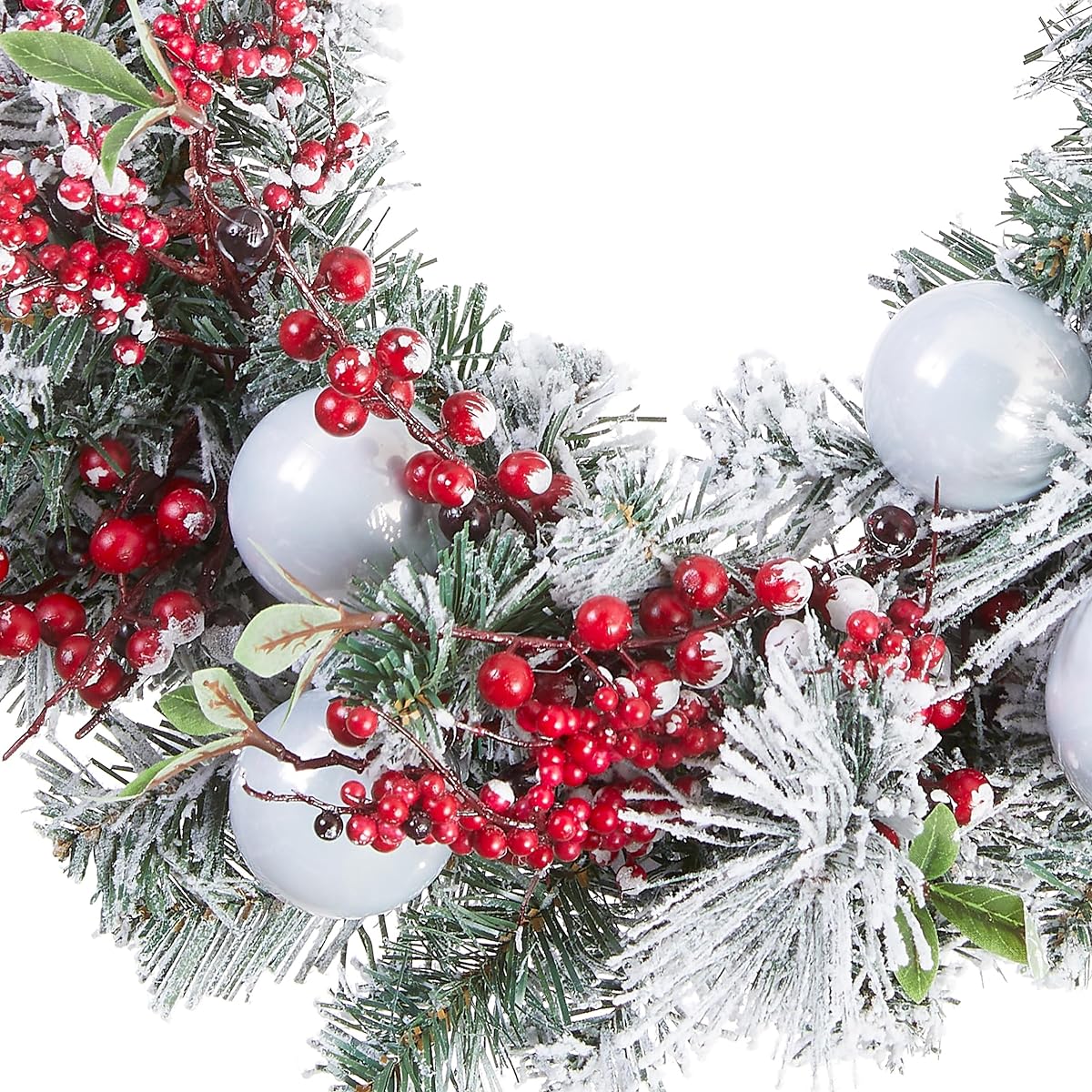 National Tree Company Artificial Christmas Wreath Flocked Red and White Mix Decorations Holiday 24"