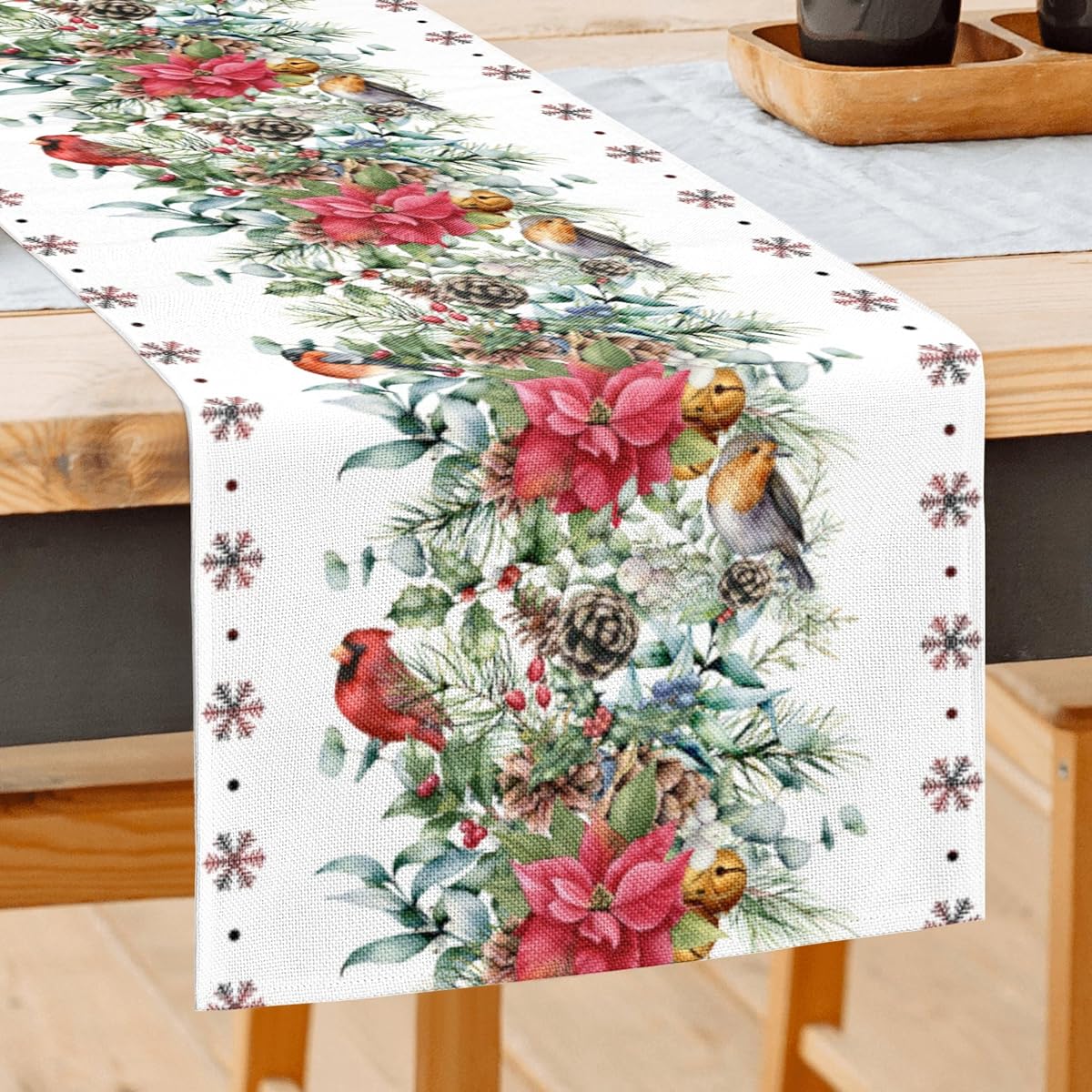 Christmas Decorations Table Runner 72" Long Winter Christmas Table Runner Farmhouse Indoor Christmas Home Decor